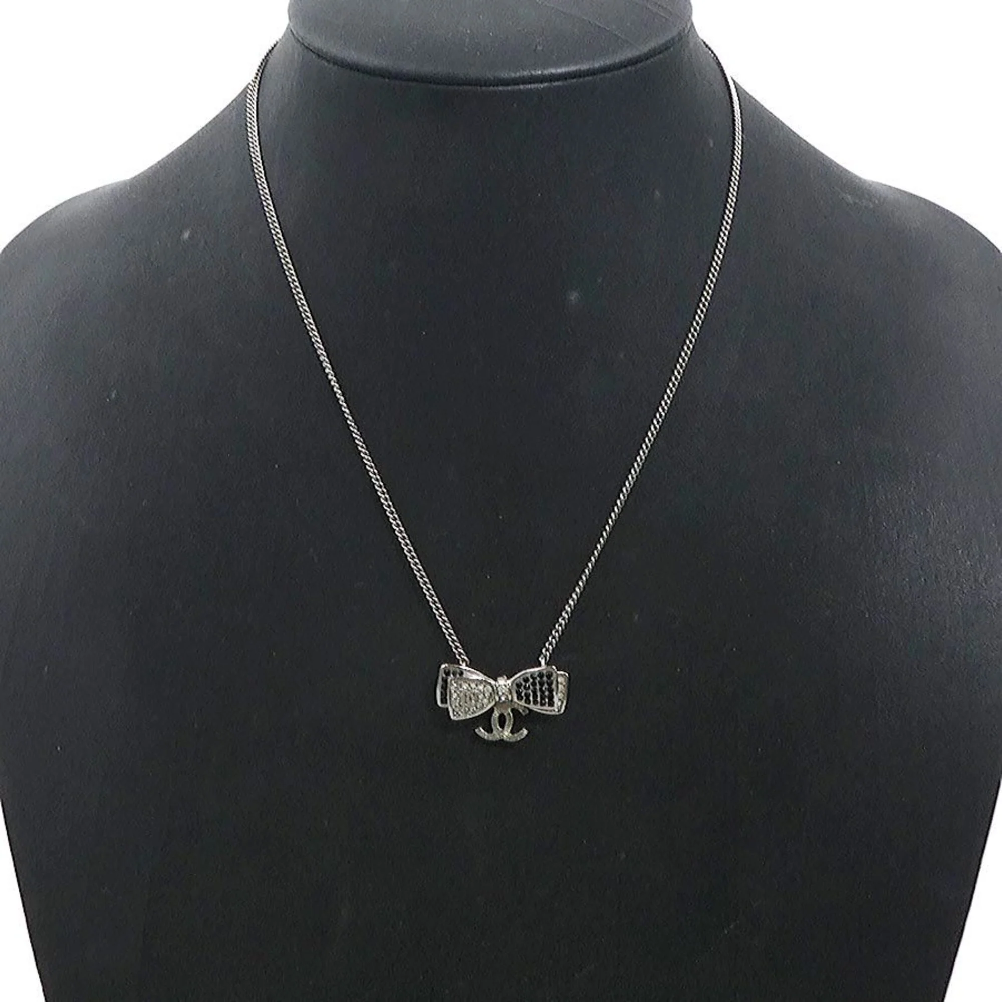 CC Logo Pendant Necklace Silver-Tone Metal - Image 8