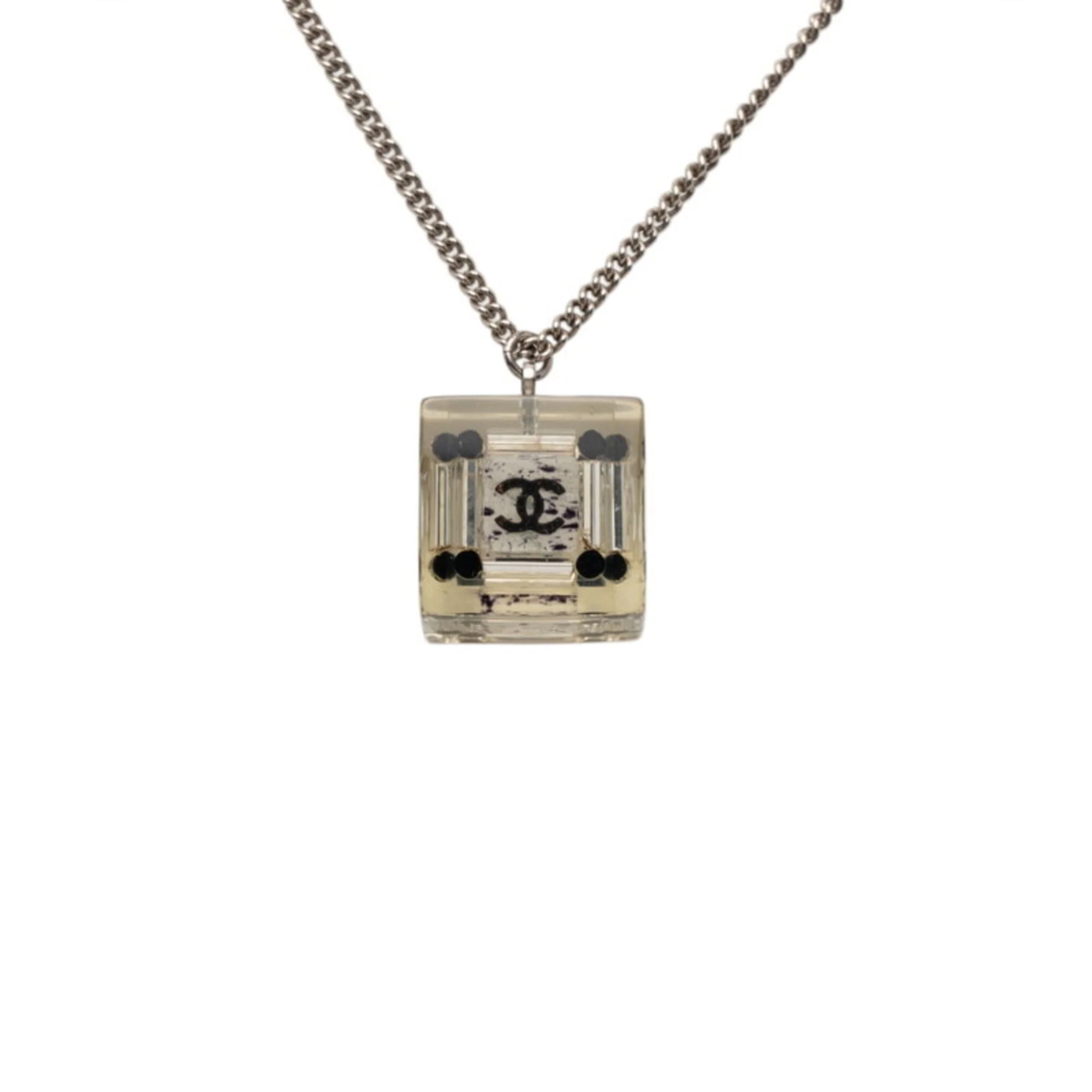 CC Logo Pendant Necklace Silver-Tone Metal