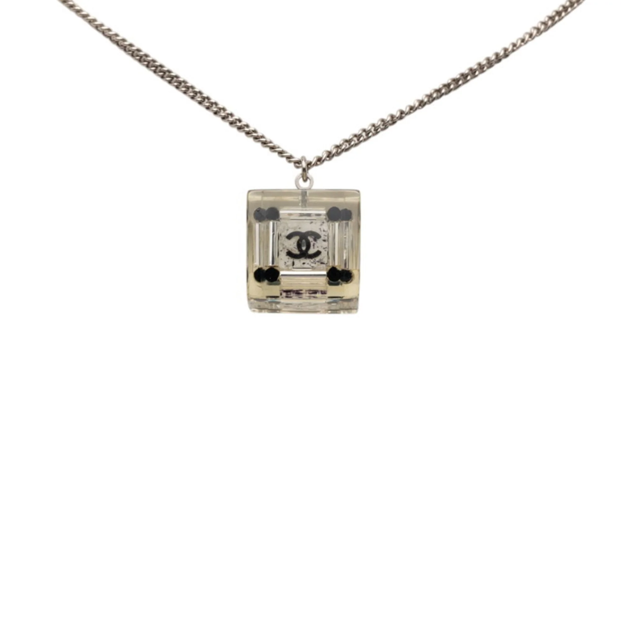 CC Logo Pendant Necklace Silver-Tone Metal - Image 2