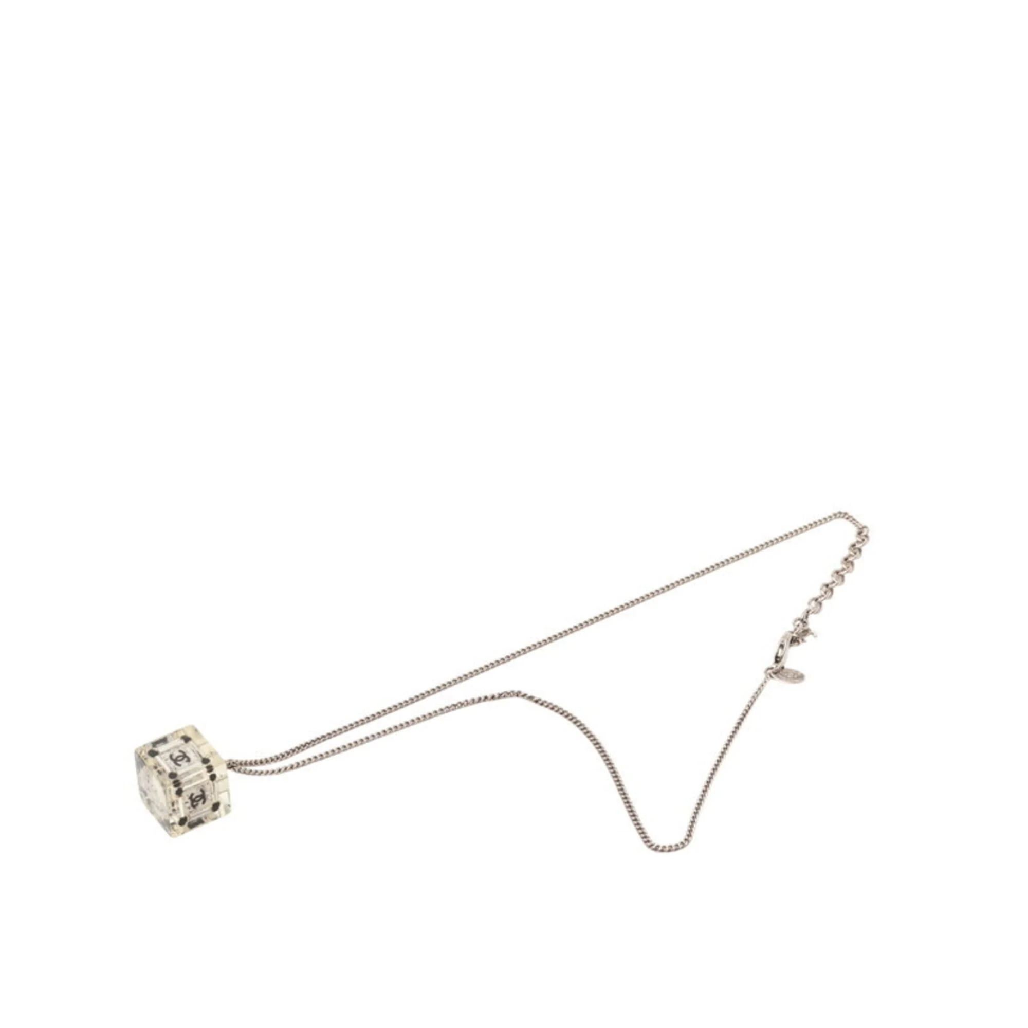 CC Logo Pendant Necklace Silver-Tone Metal - Image 3