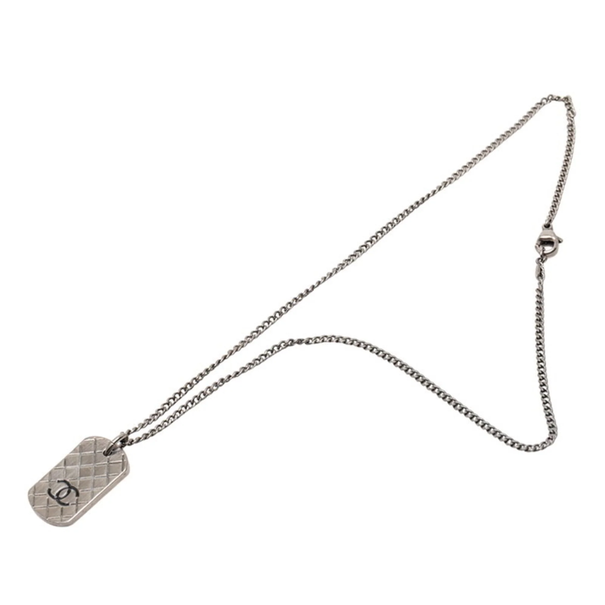 CC Logo Pendant Necklace Silver-Tone Metal - Image 3