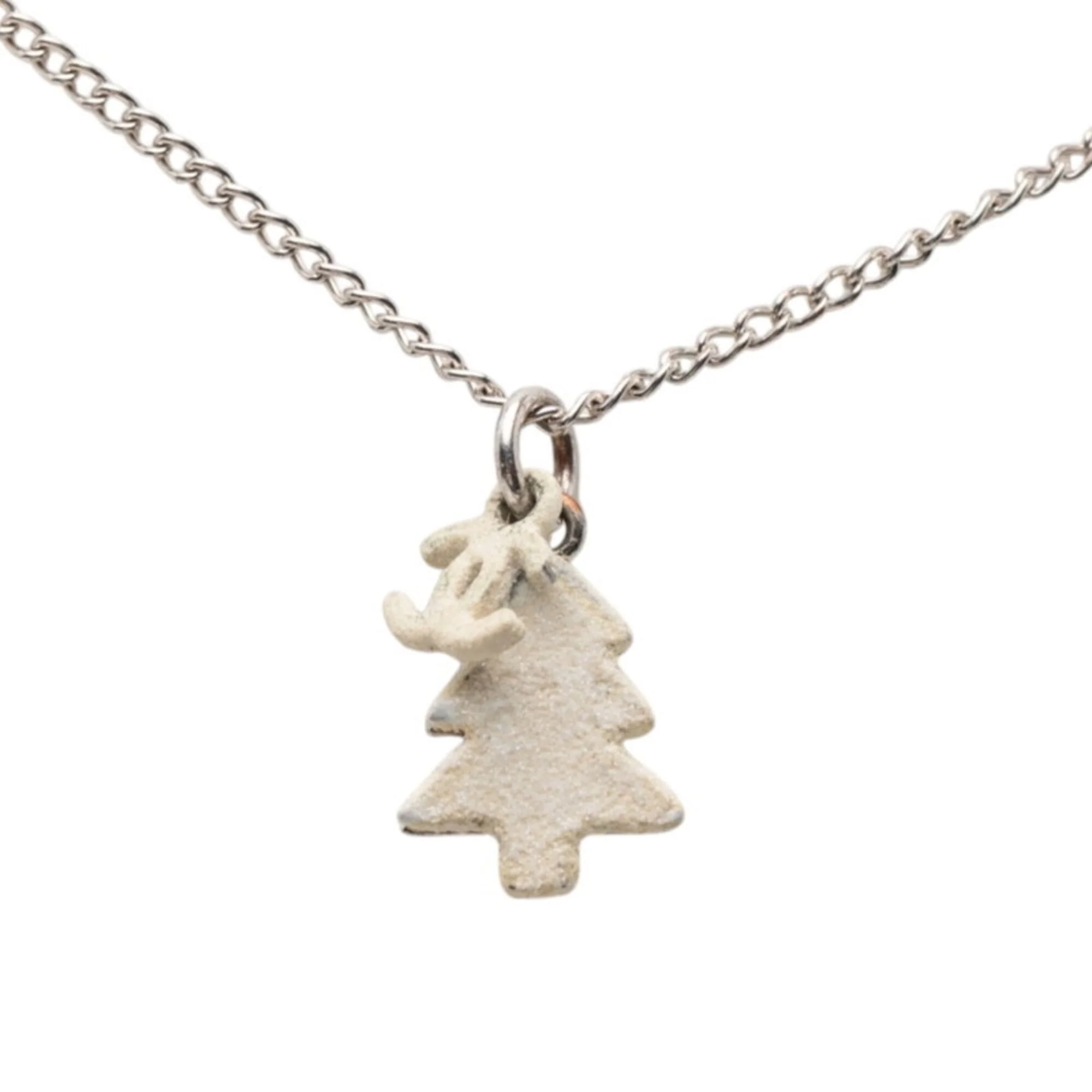 CC Logo Pendant Necklace Silver-Tone Metal