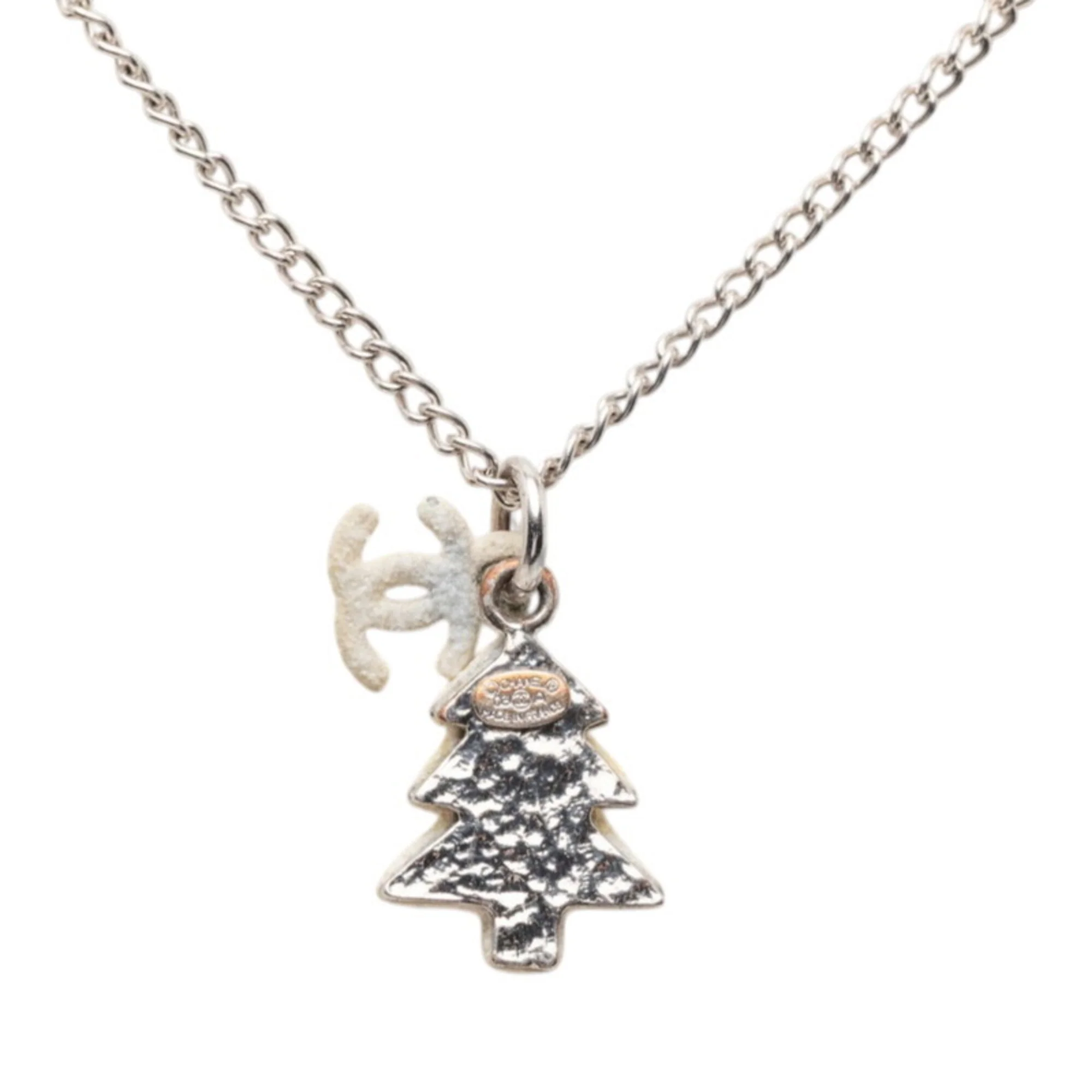 CC Logo Pendant Necklace Silver-Tone Metal - Image 2