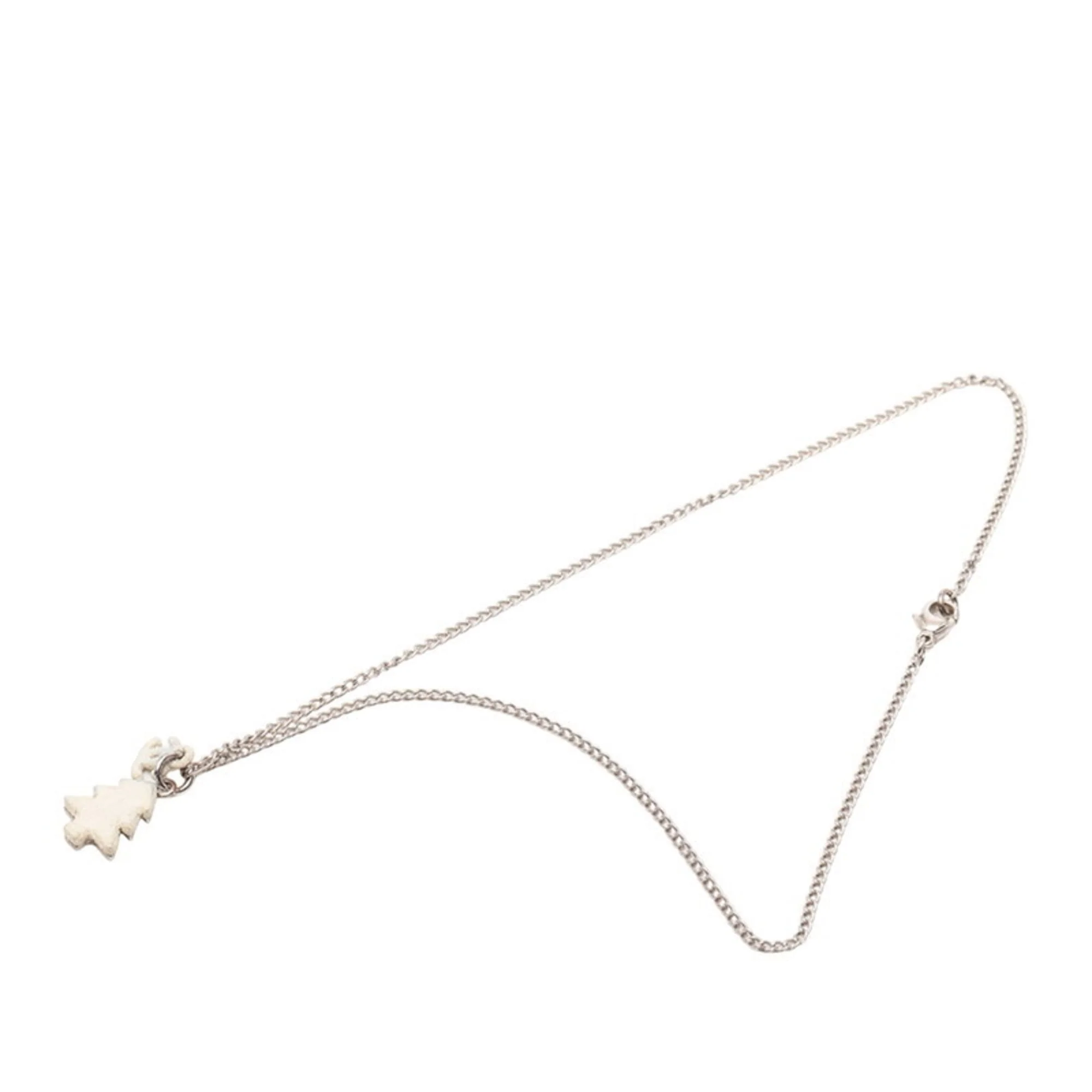 CC Logo Pendant Necklace Silver-Tone Metal - Image 3