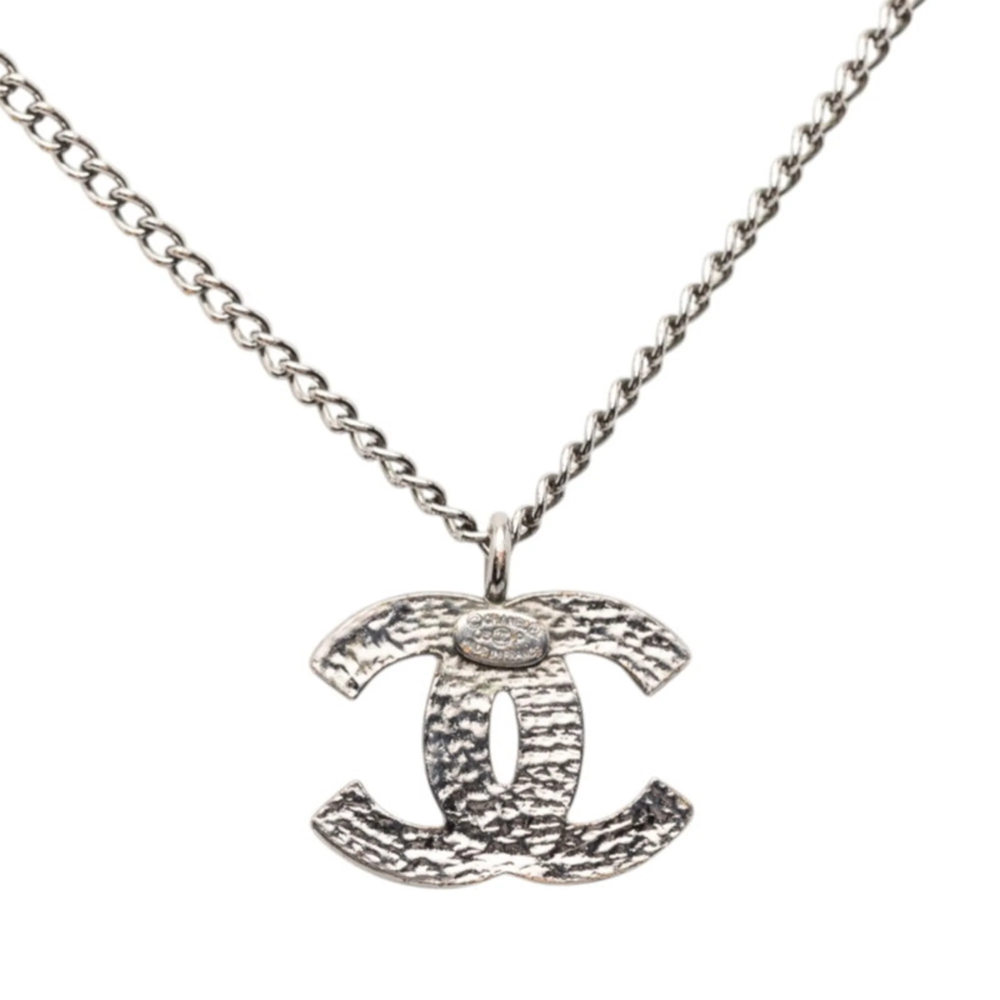 CC Logo Pendant Necklace Silver-Tone Metal - Image 2