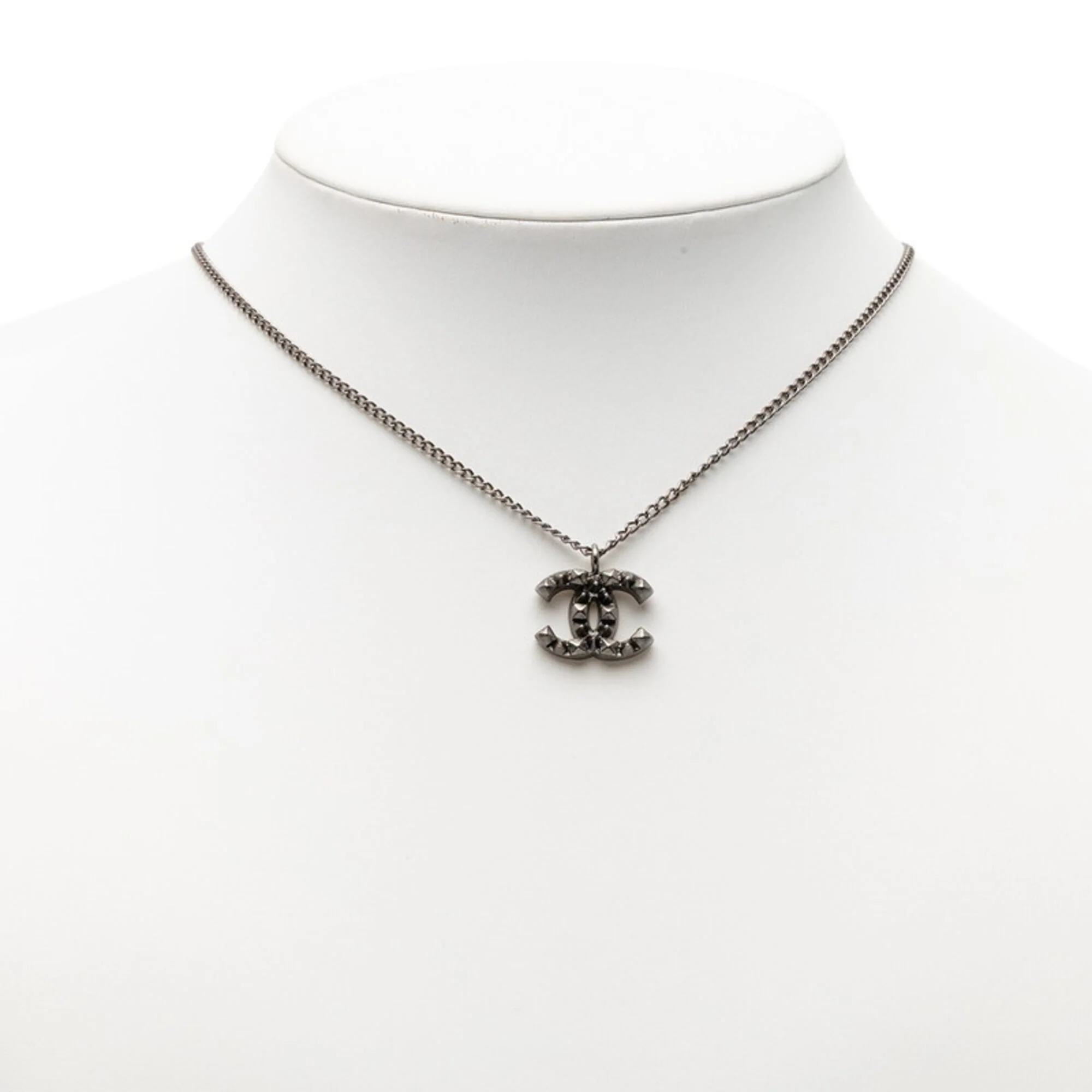 CC Logo Pendant Necklace Silver-Tone Metal - Image 5