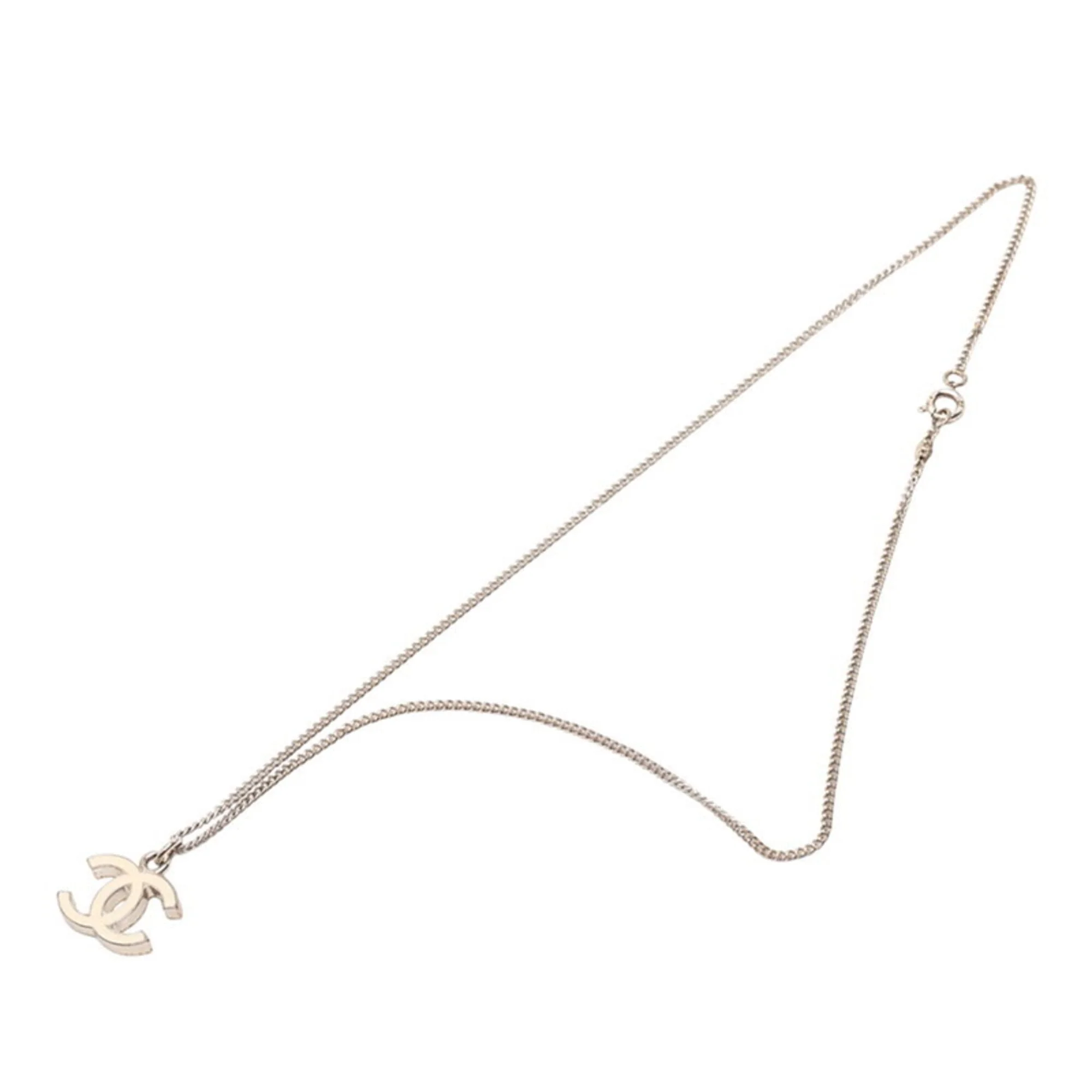 CC Logo Pendant Necklace Silver-Tone Metal - Image 3