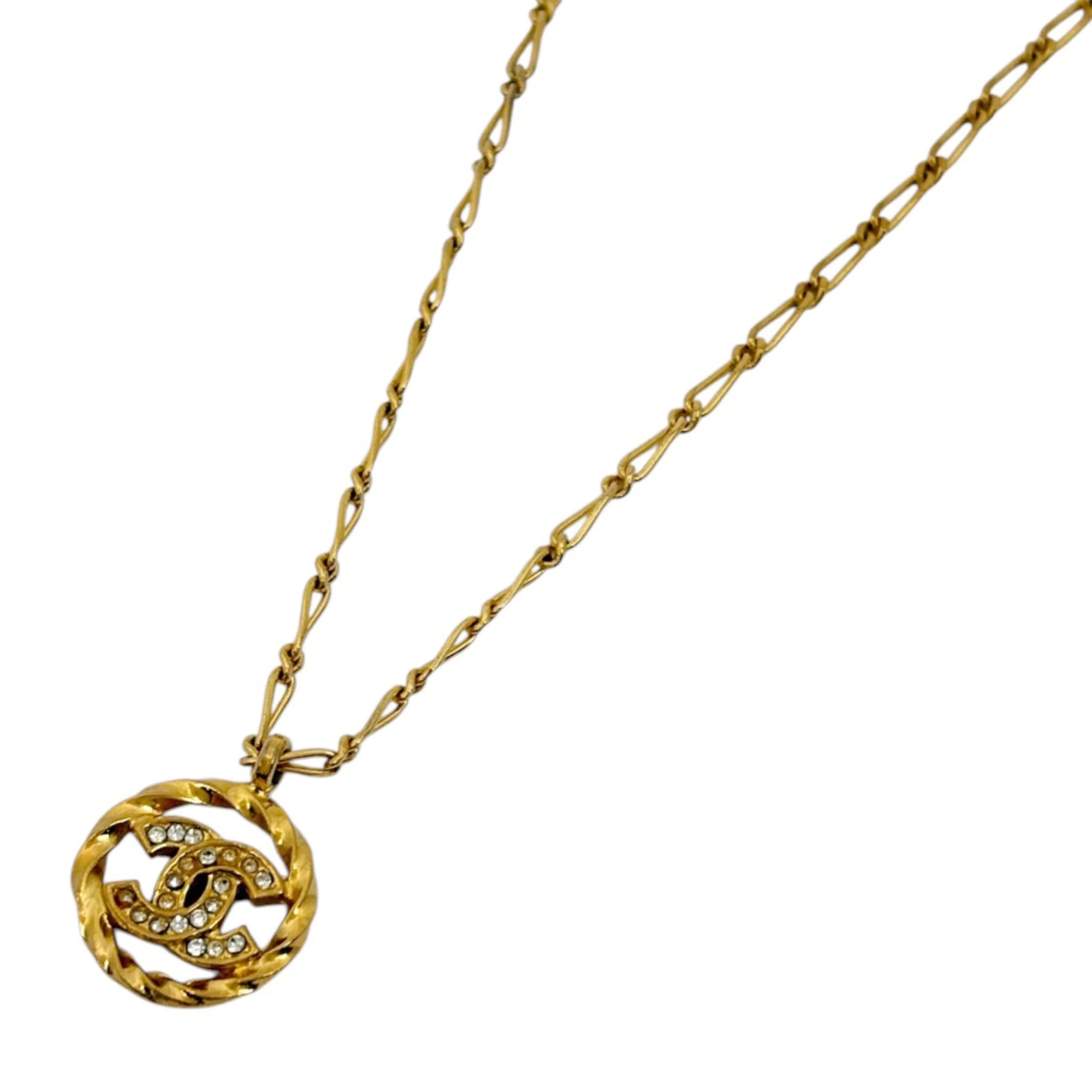 CC Logo Round Pendant Necklace Metal