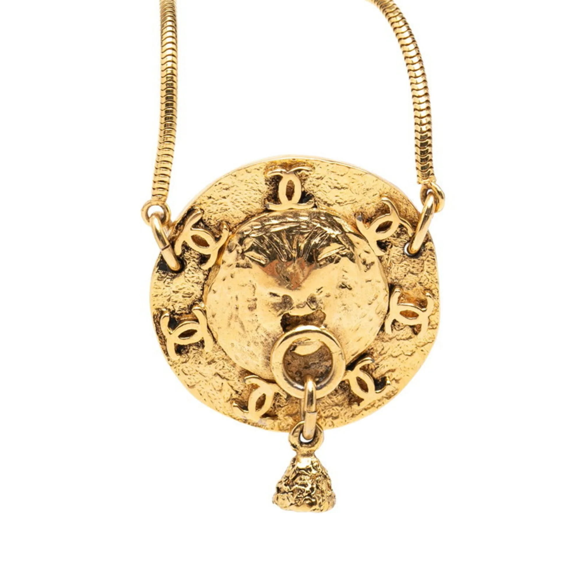 CC Logo Round Pendant Necklace Metal