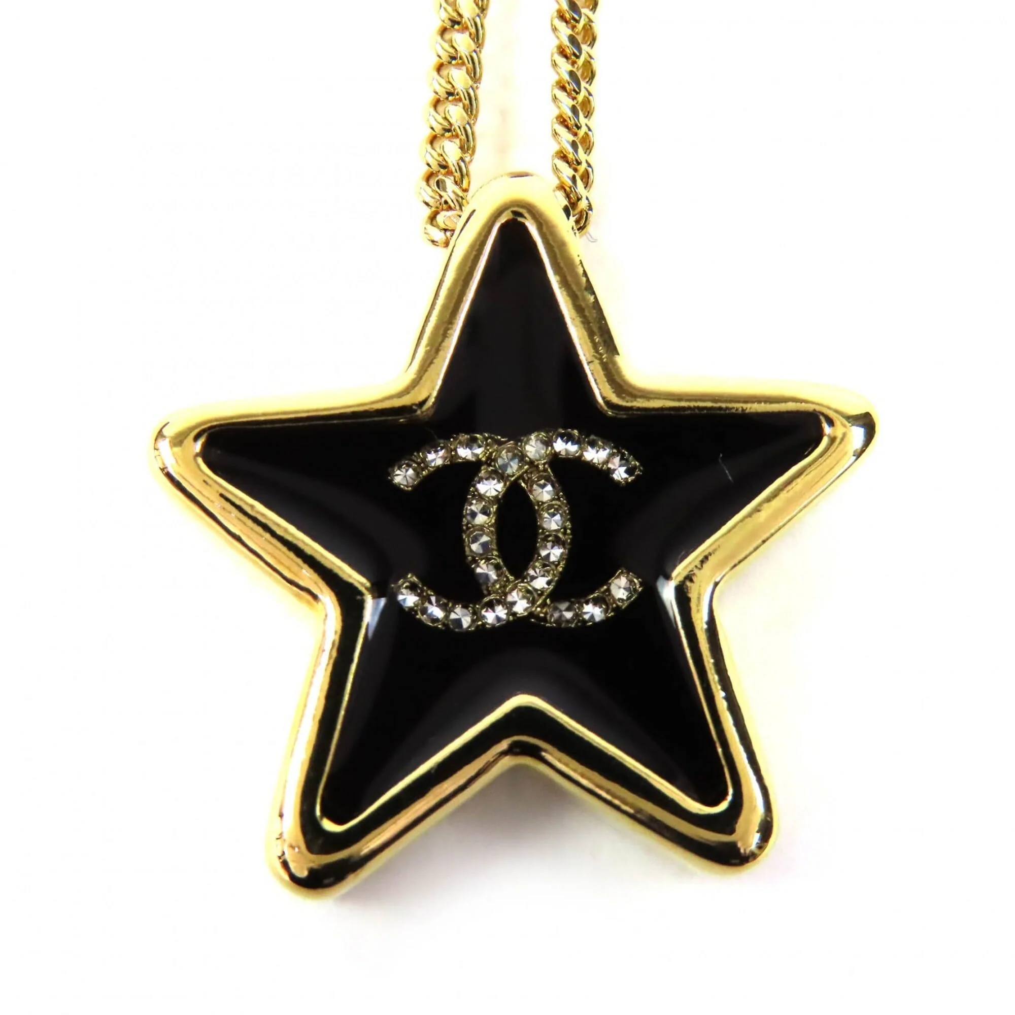 CC Logo Star Pendant Necklace Gold-Tone Metal
