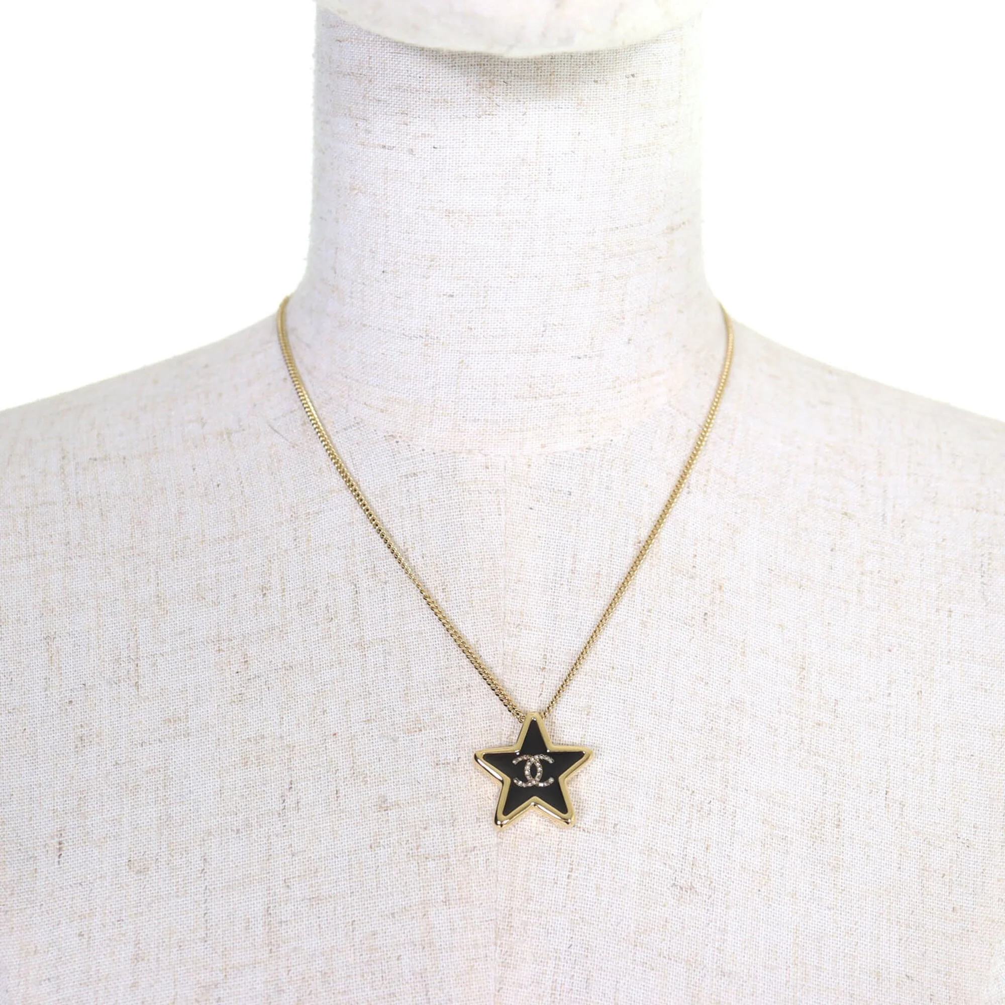 CC Logo Star Pendant Necklace Gold-Tone Metal - Image 3