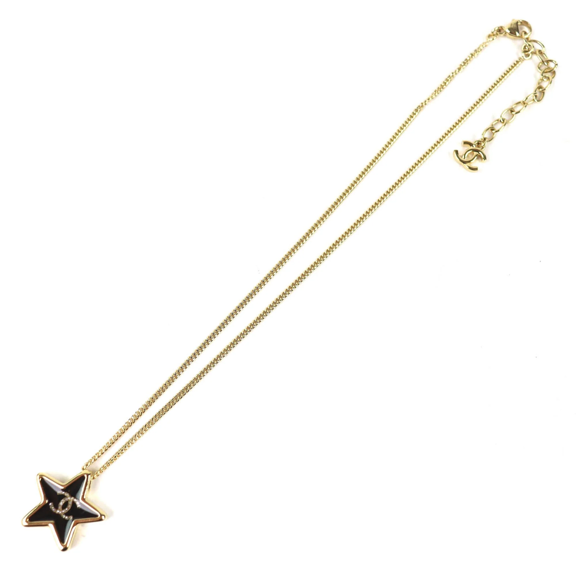 CC Logo Star Pendant Necklace Gold-Tone Metal - Image 4