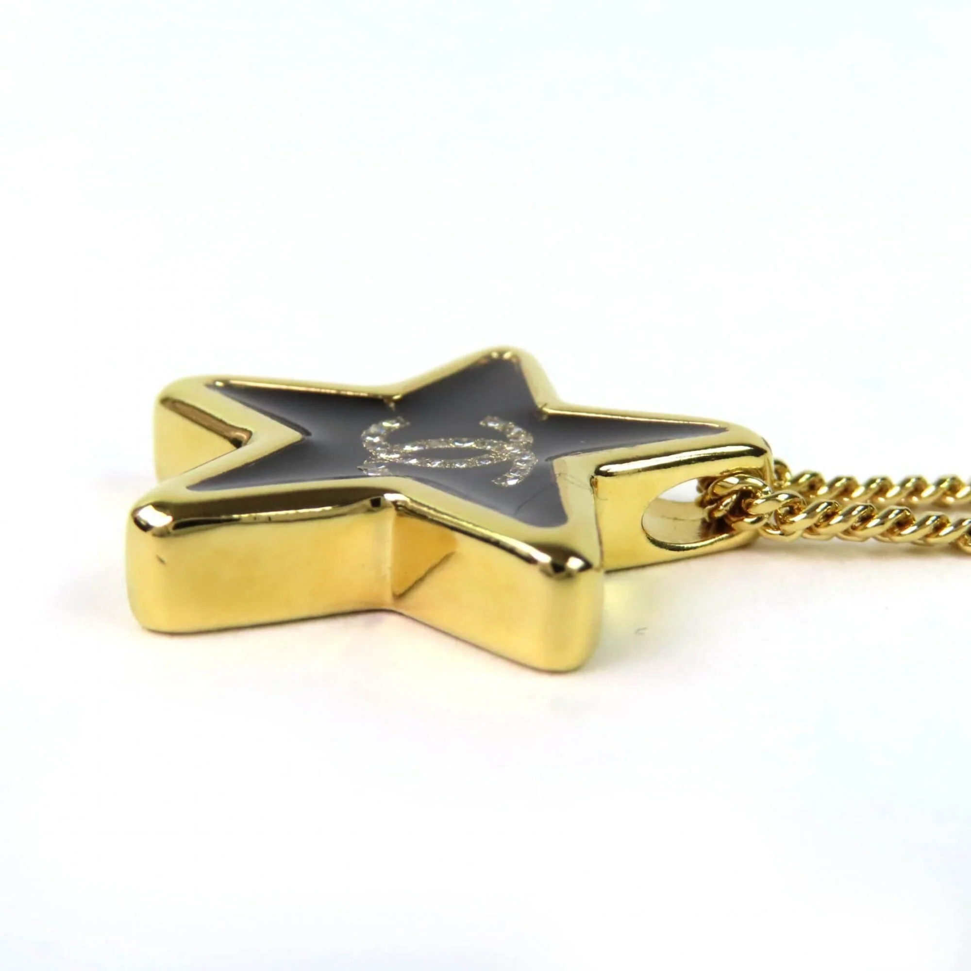 CC Logo Star Pendant Necklace Gold-Tone Metal - Image 5