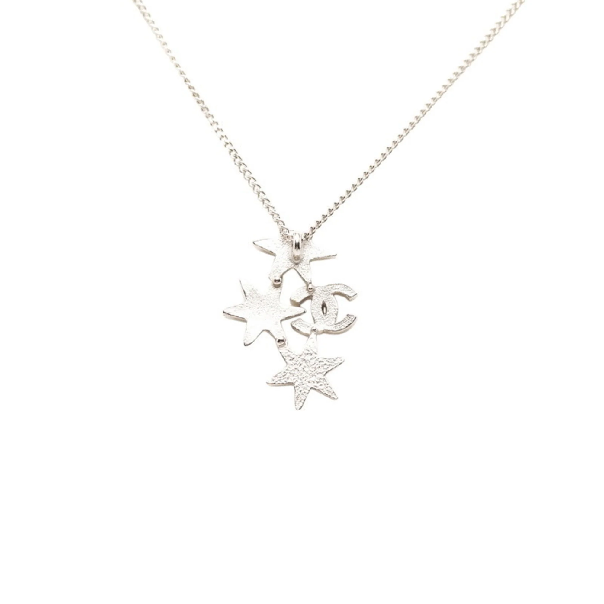 CC Logo Star Pendant Necklace Silver-Tone Metal - Image 3