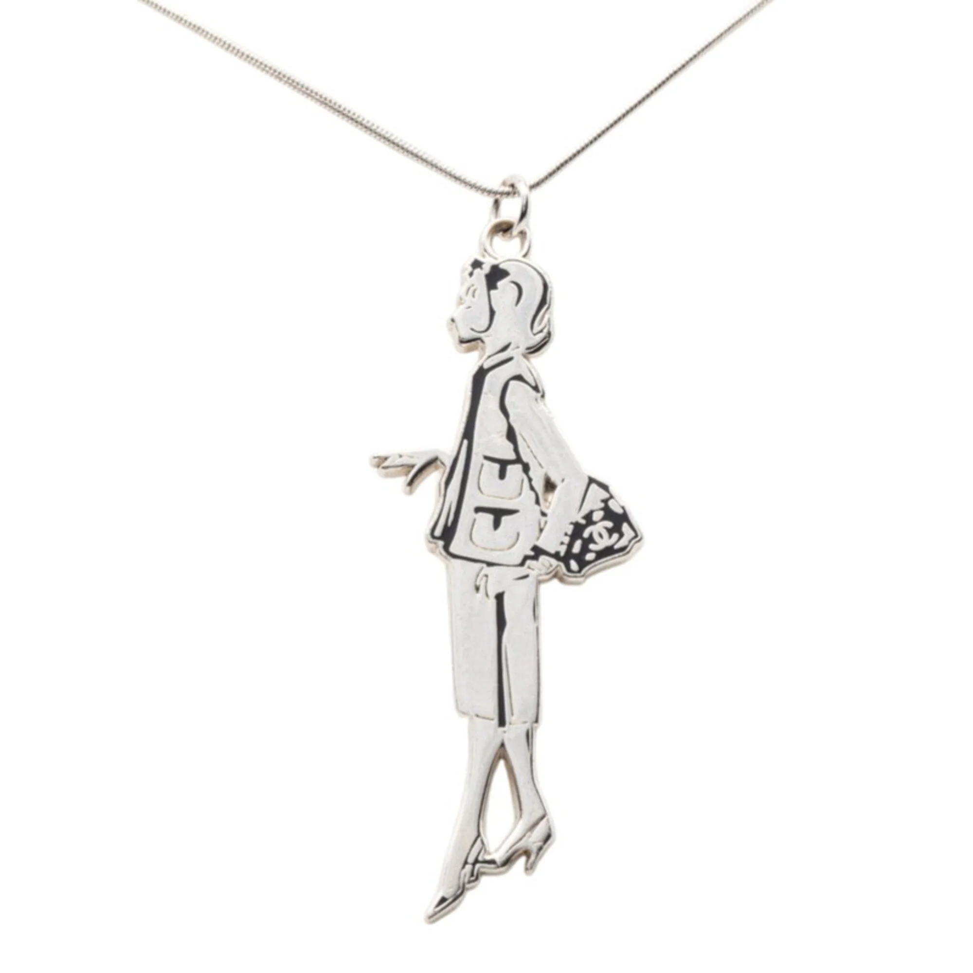 Mademoiselle Pendant Necklace Metal Black and Silver