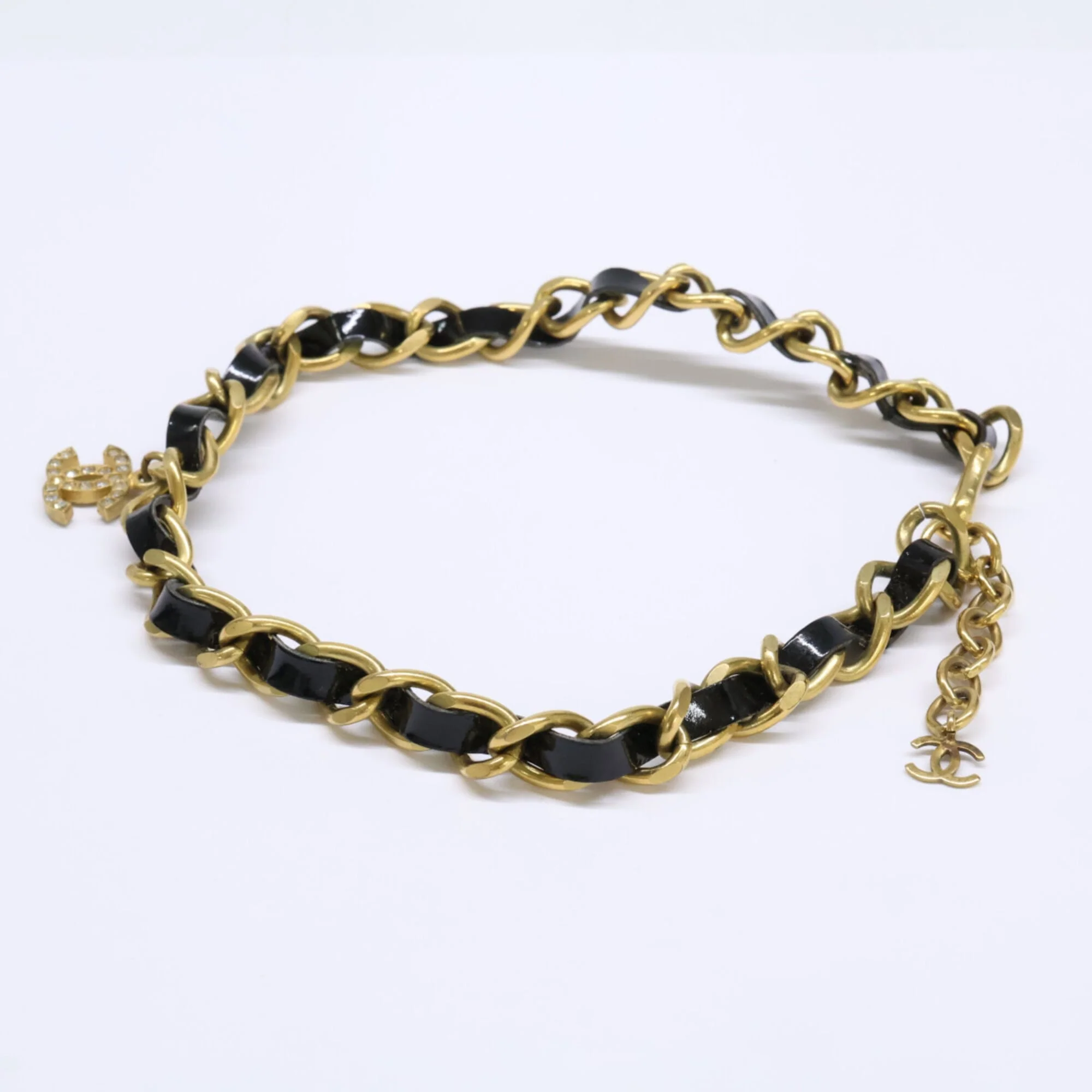 Necklace Metal Black Patent Tape - Image 3