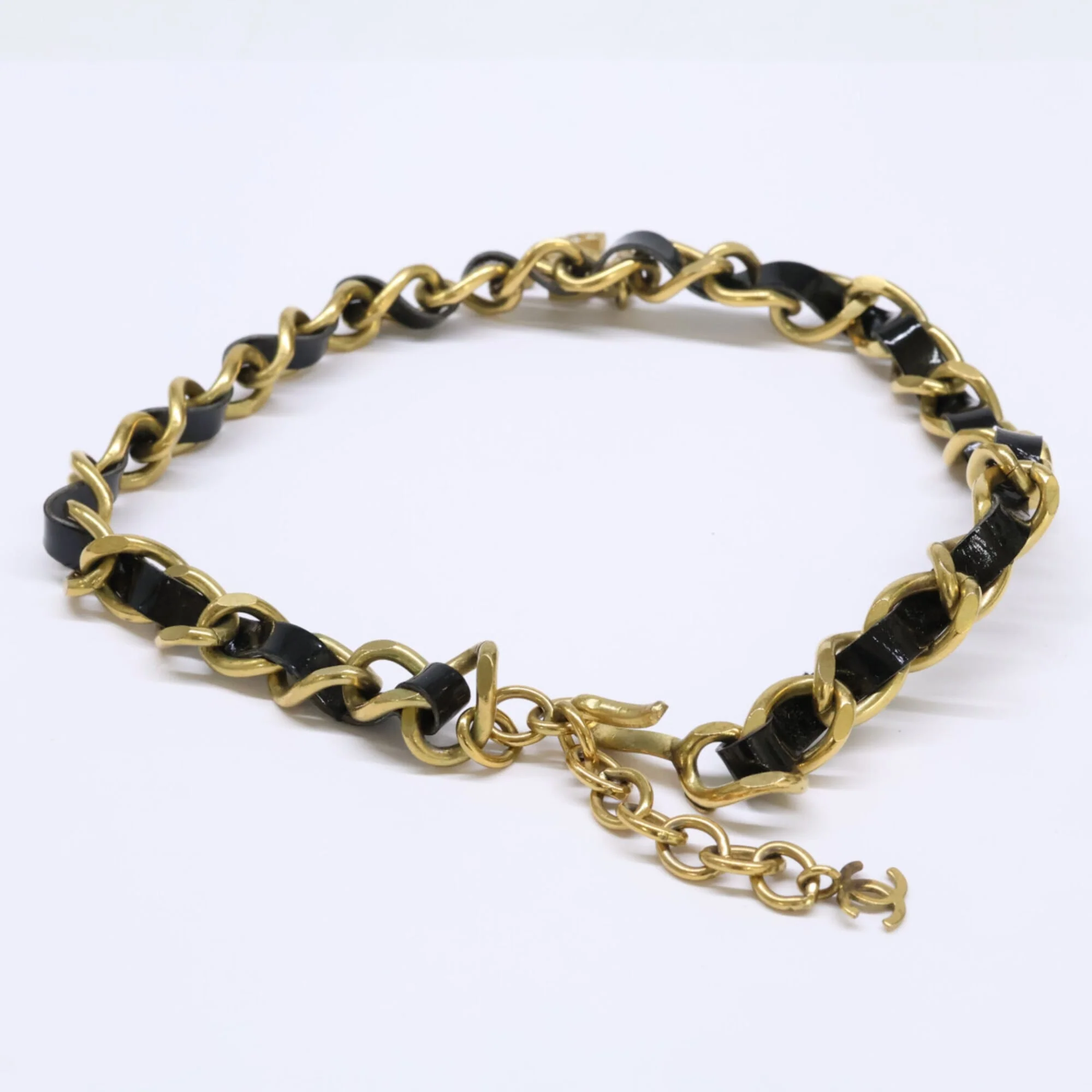 Necklace Metal Black Patent Tape - Image 4
