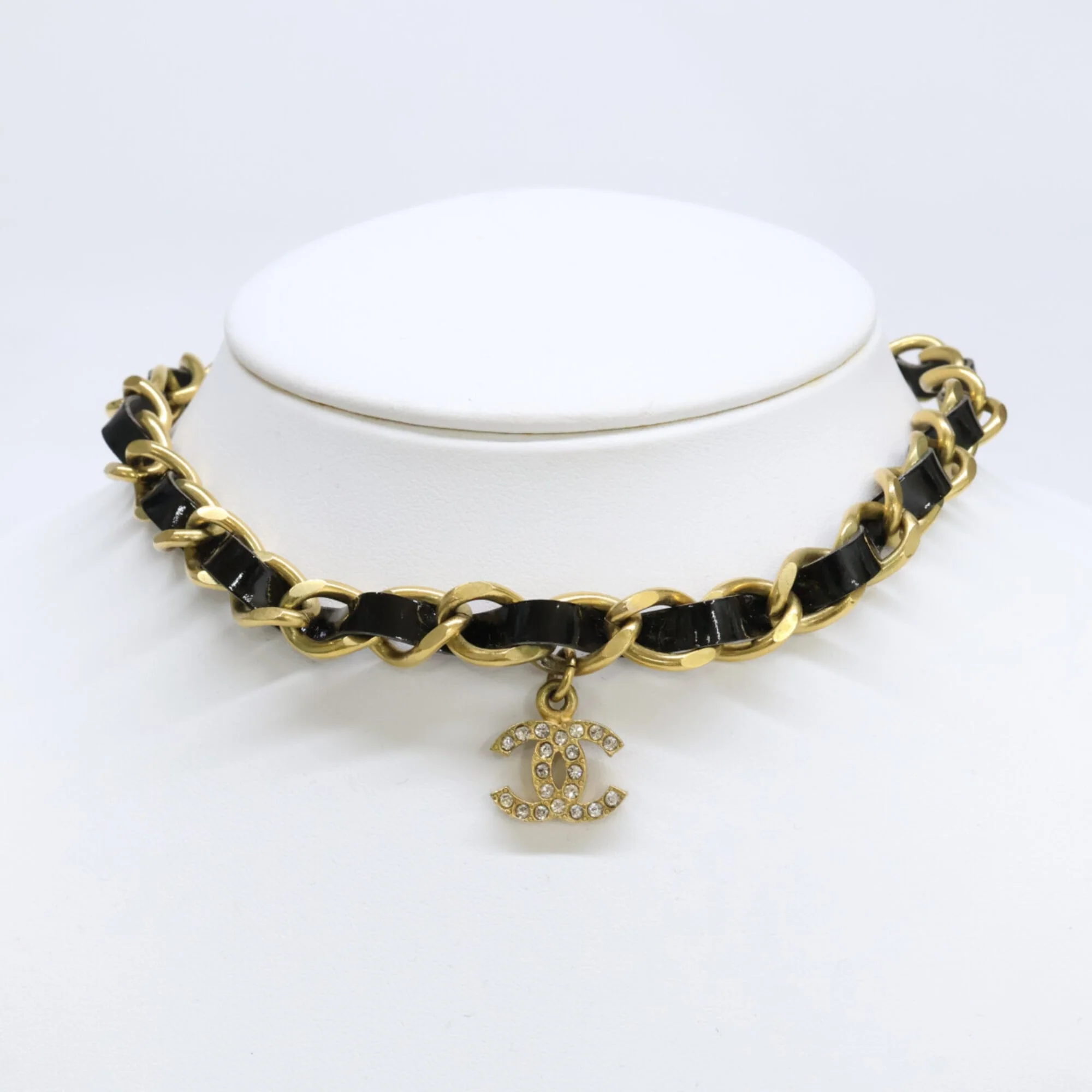 Necklace Metal Black Patent Tape - Image 9