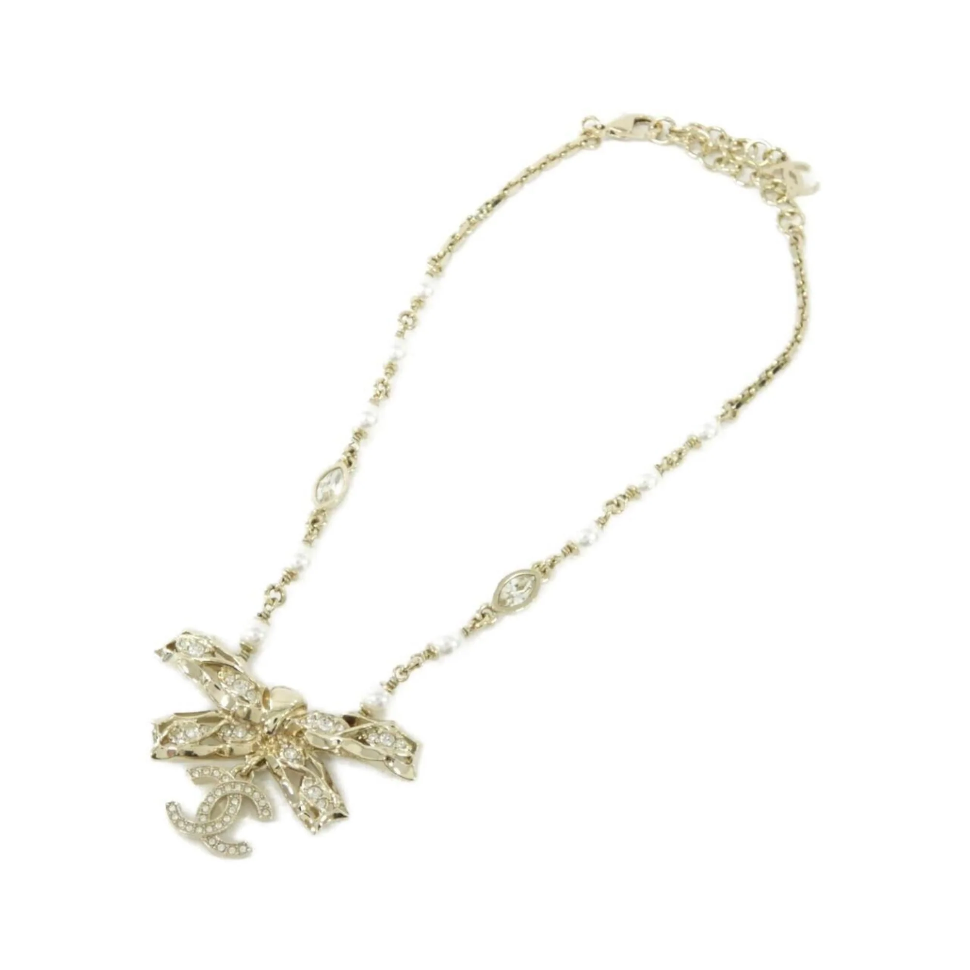 Pendant Necklace Artificial Pearl Gold White Clear - Image 2