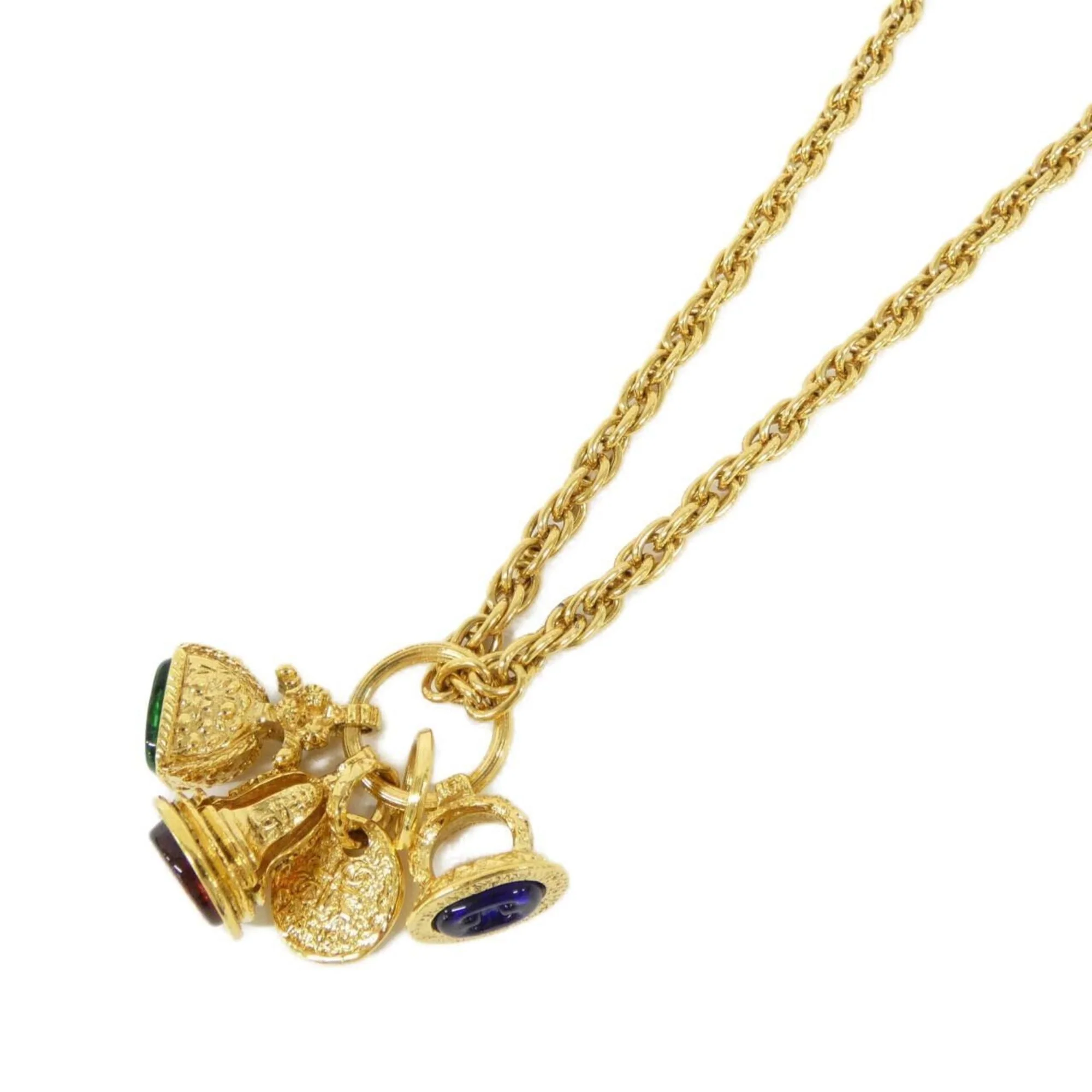 Pendant Necklace Blue Green Red Gold