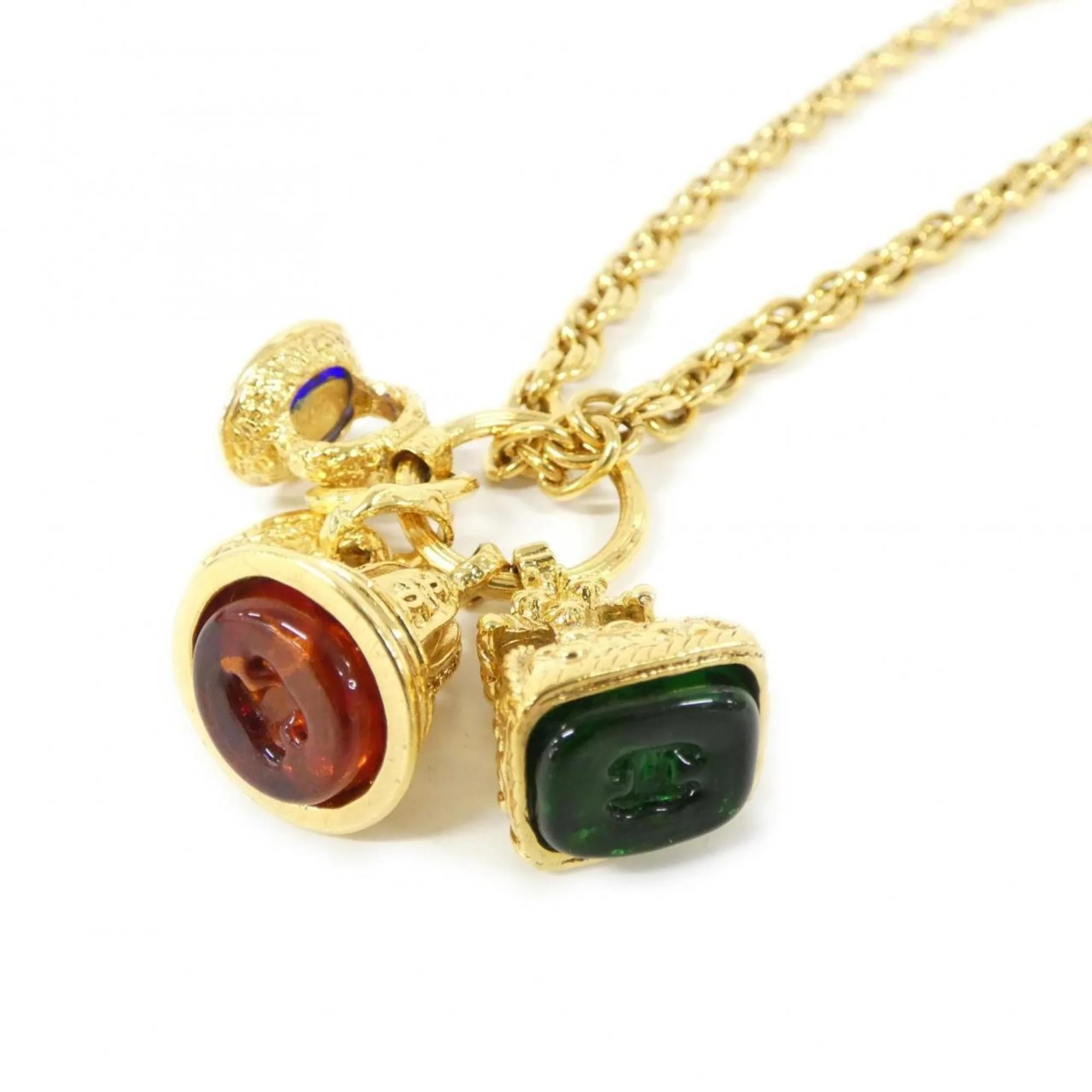 Pendant Necklace Blue Green Red Gold - Image 3