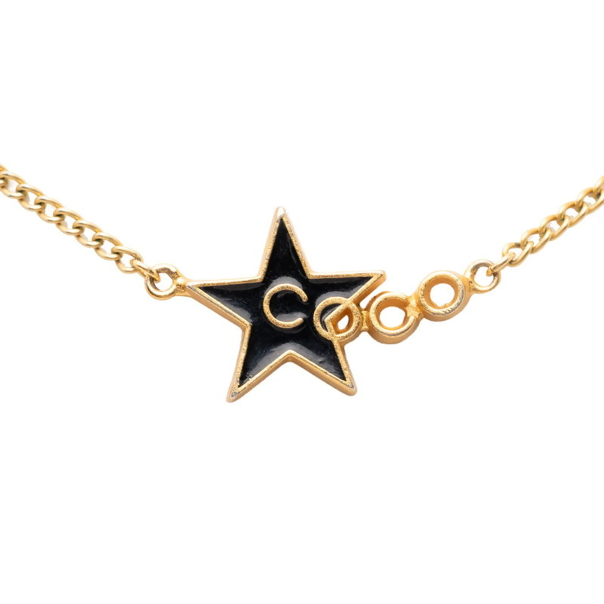 Pendant Necklace Gold and Black Plated Enamel