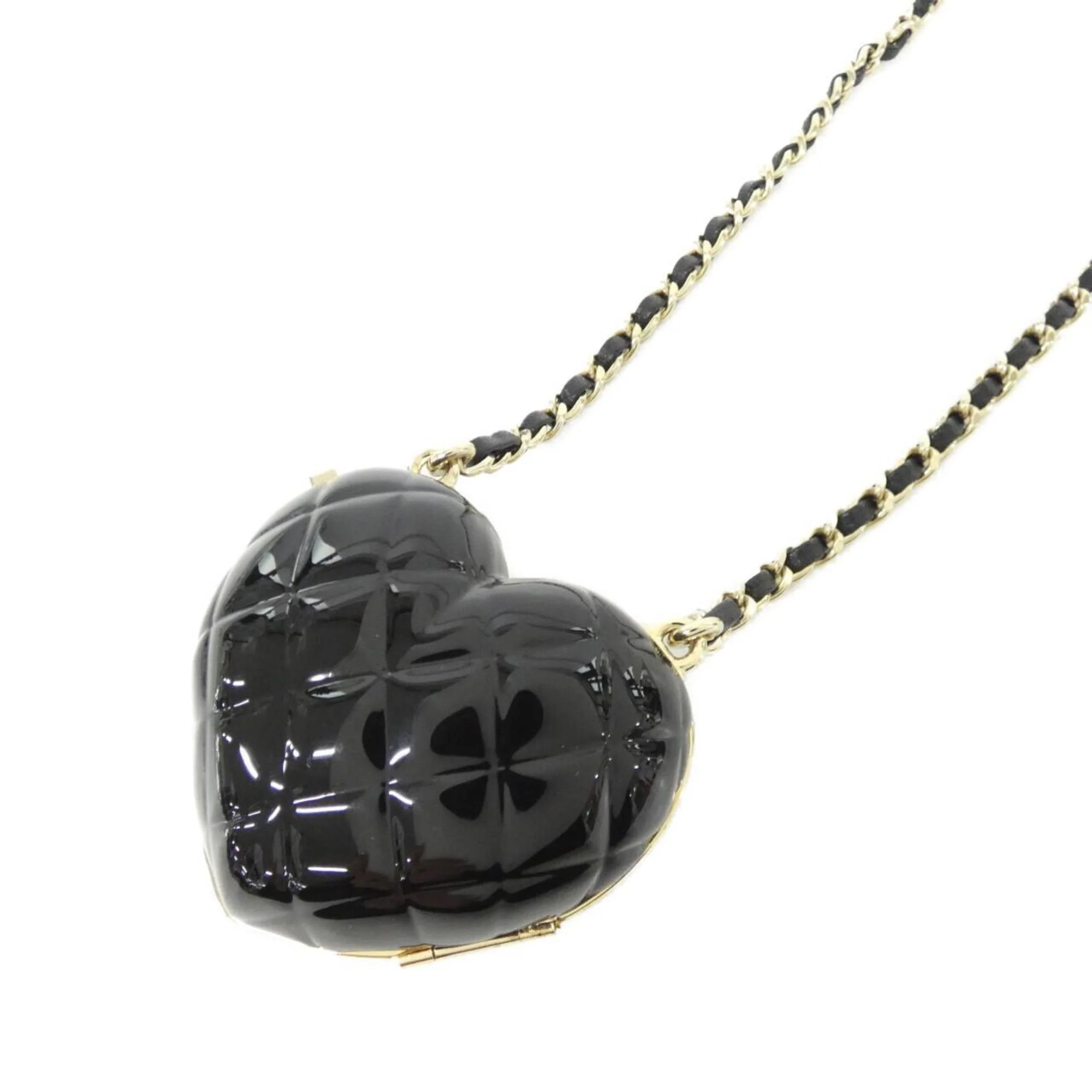 Pendant Necklace Leather Black and Gold - Image 3