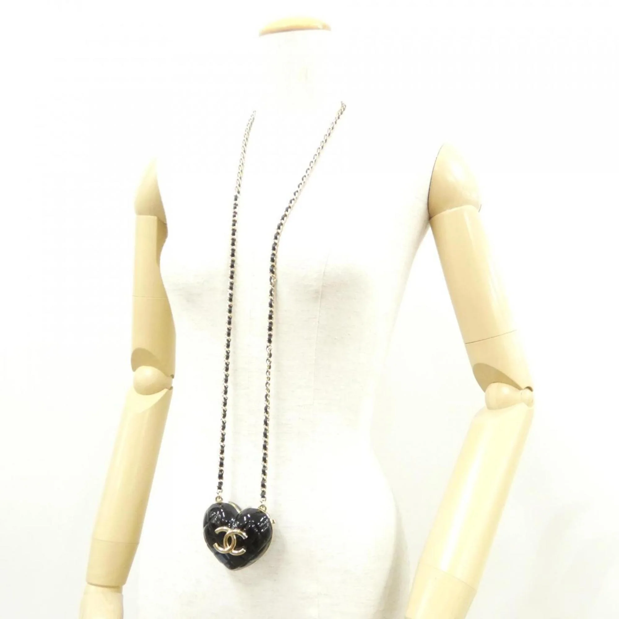 Pendant Necklace Leather Black and Gold - Image 6