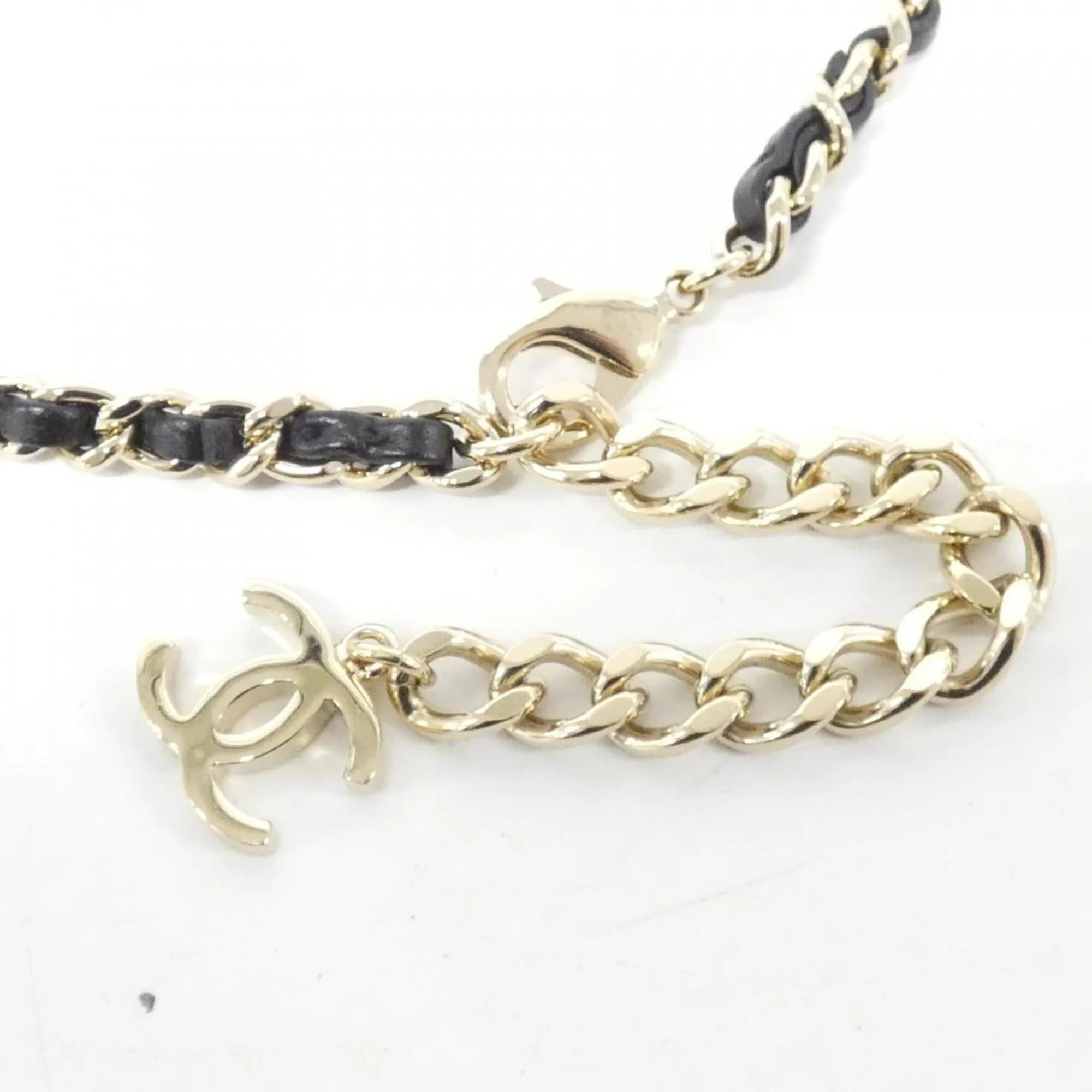 Pendant Necklace Leather Black and Gold - Image 5