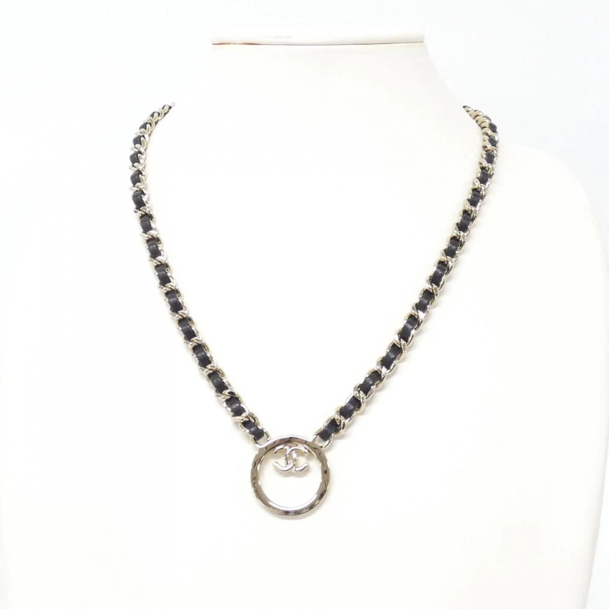 Pendant Necklace Leather Black and Gold - Image 6