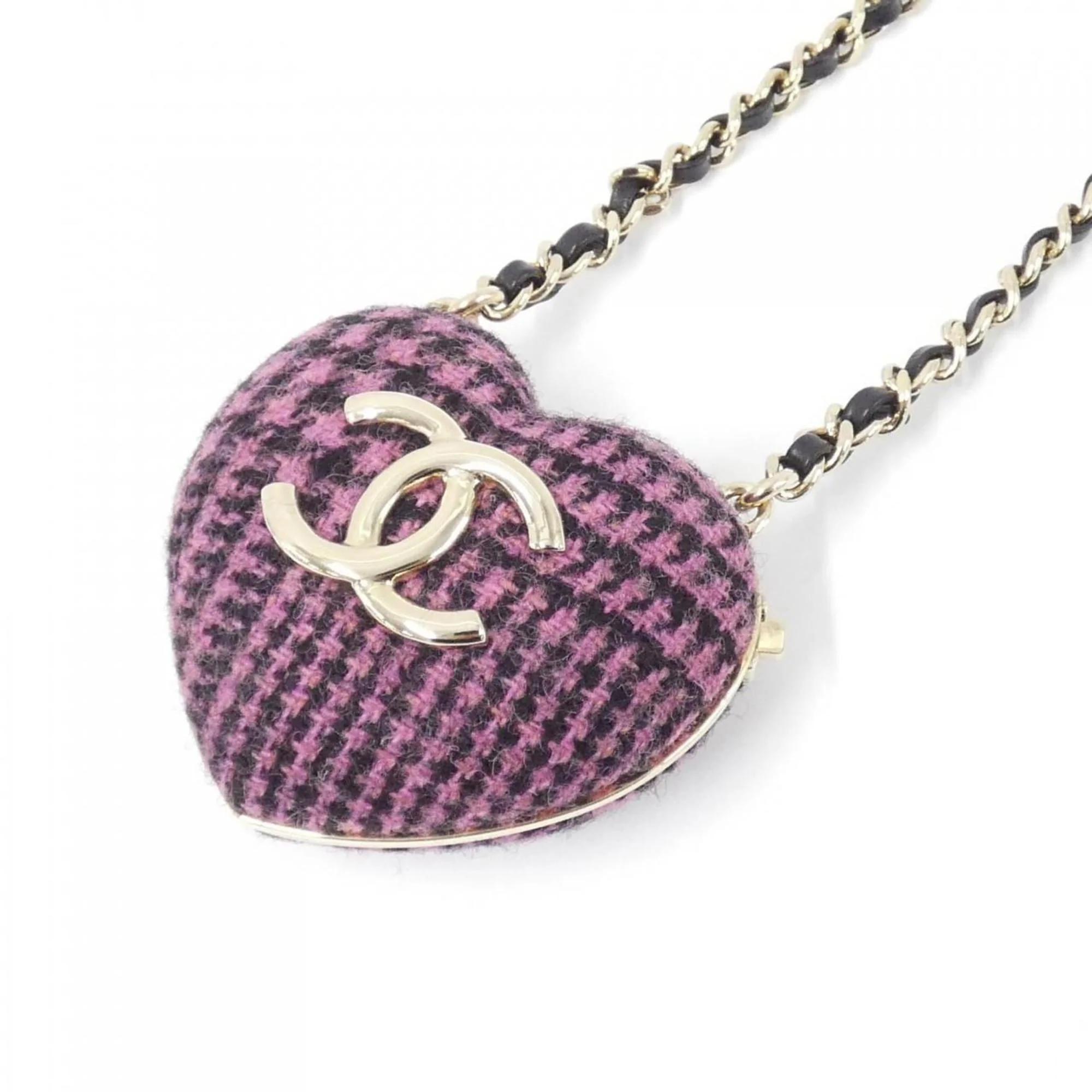 Pendant Necklace Leather Black Gold Pink - Image 3