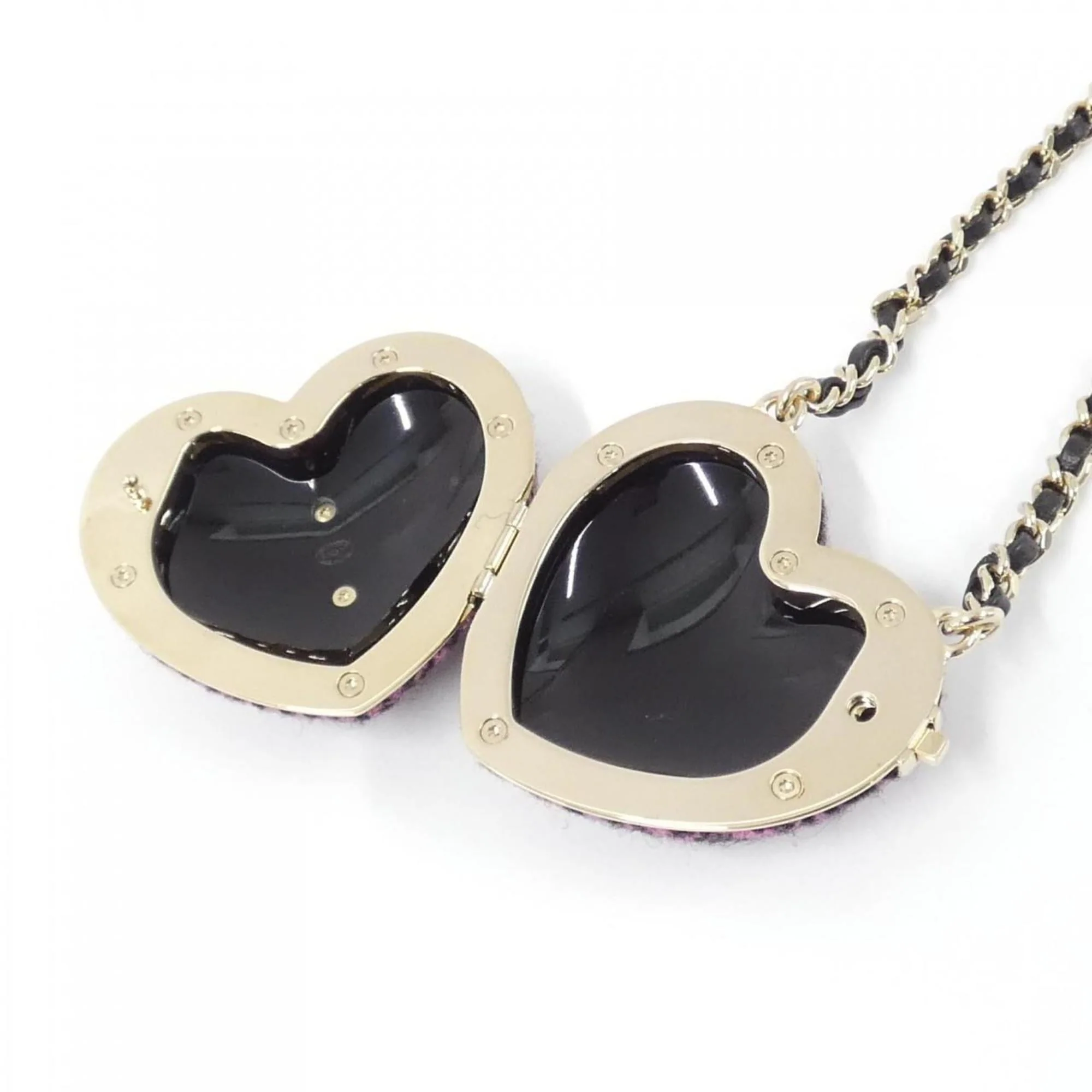 Pendant Necklace Leather Black Gold Pink - Image 5