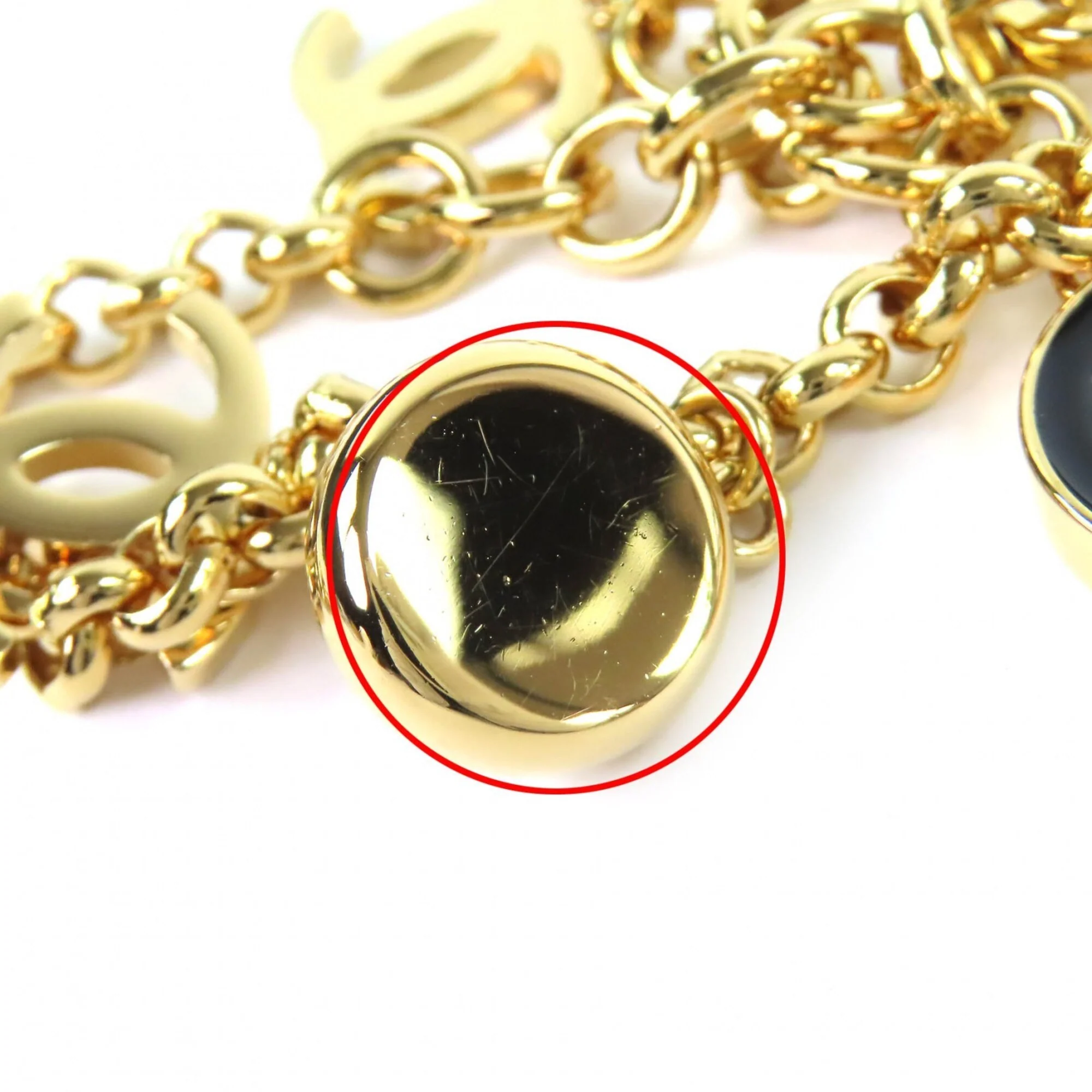 Pendant Necklace Metal Black and Gold Faux Pearl - Image 8