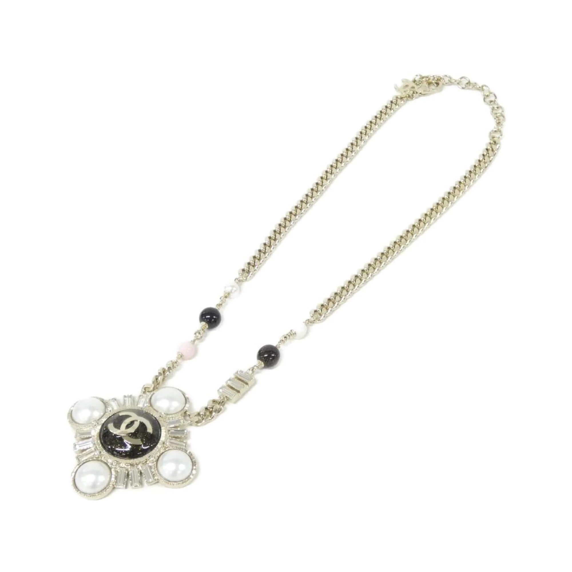 Pendant Necklace Metal Black and White - Image 2