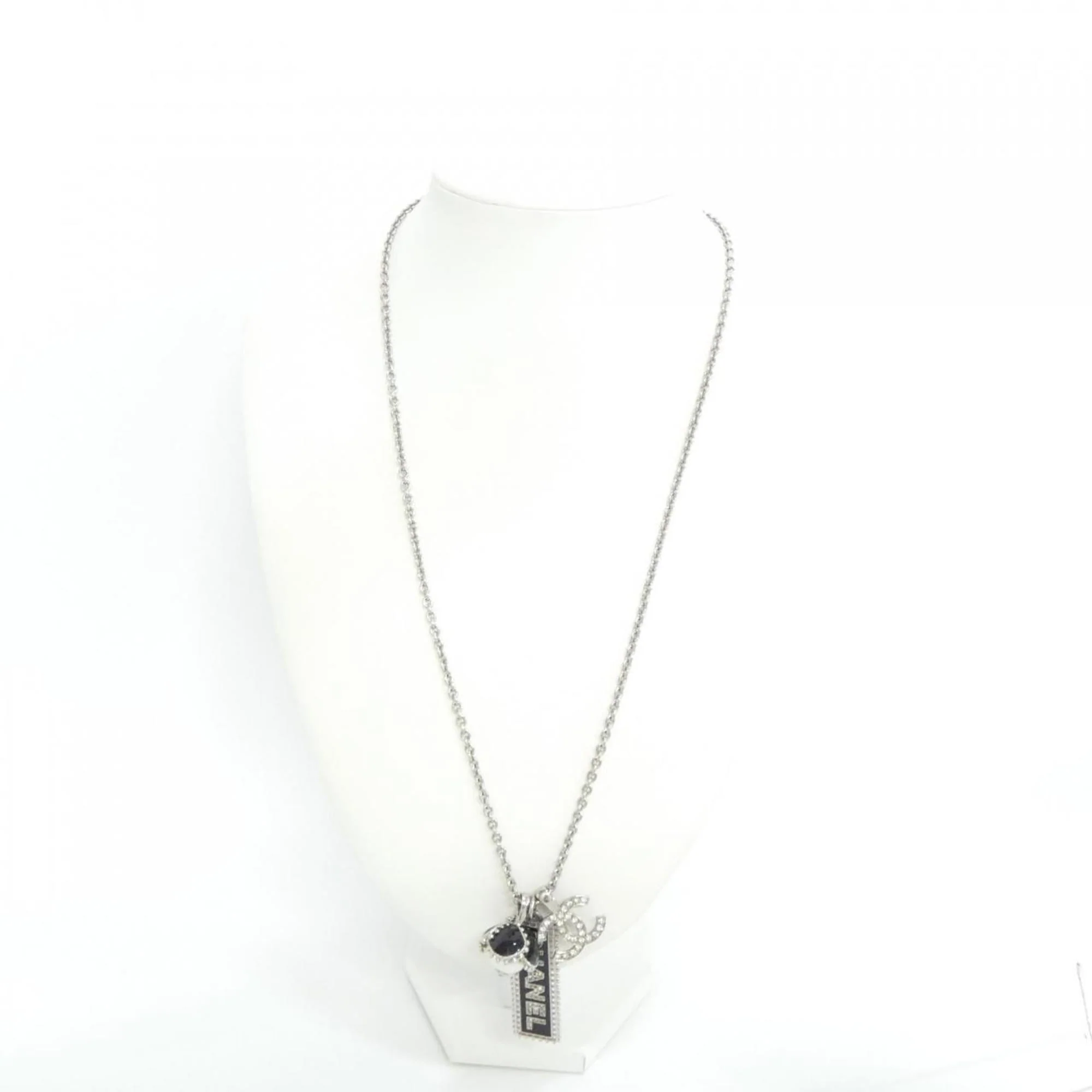Pendant Necklace Metal Black White Silver - Image 5