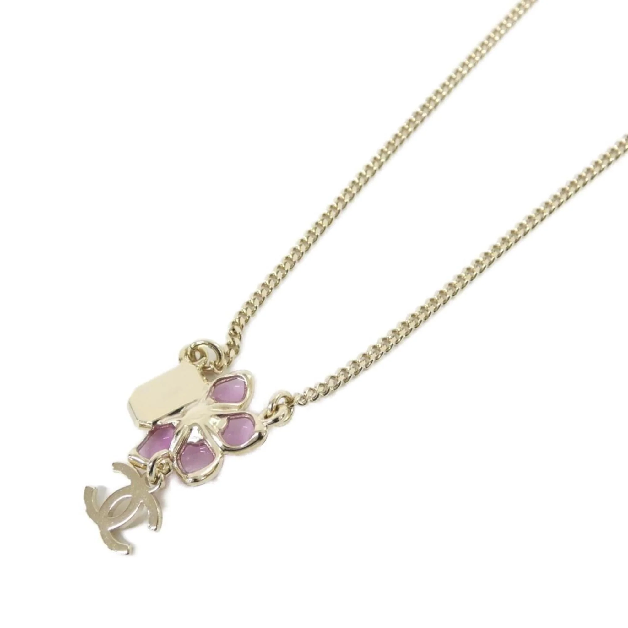 Pendant Necklace Metal Pink and White - Image 3