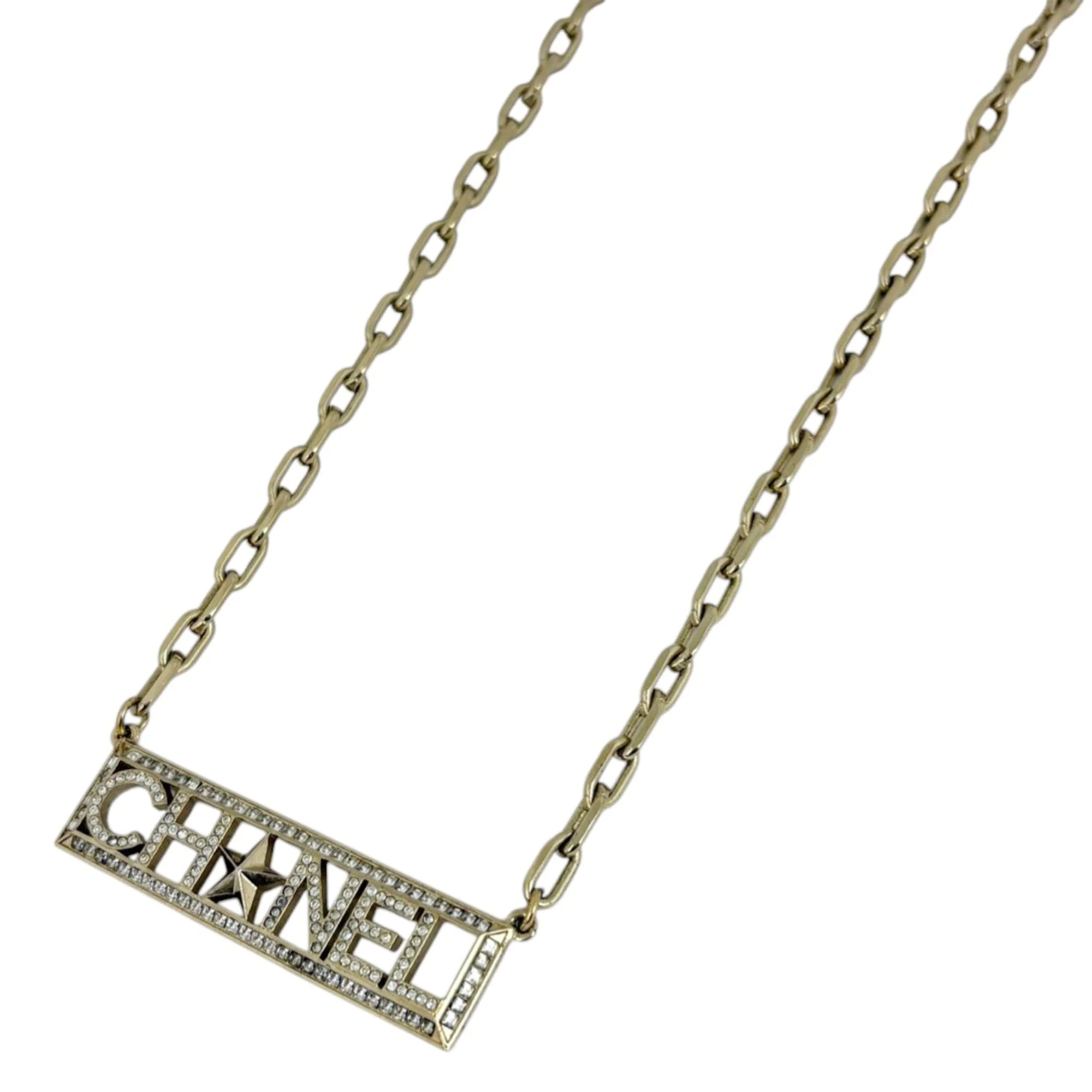 Pendant Necklace Rhinestone Gold