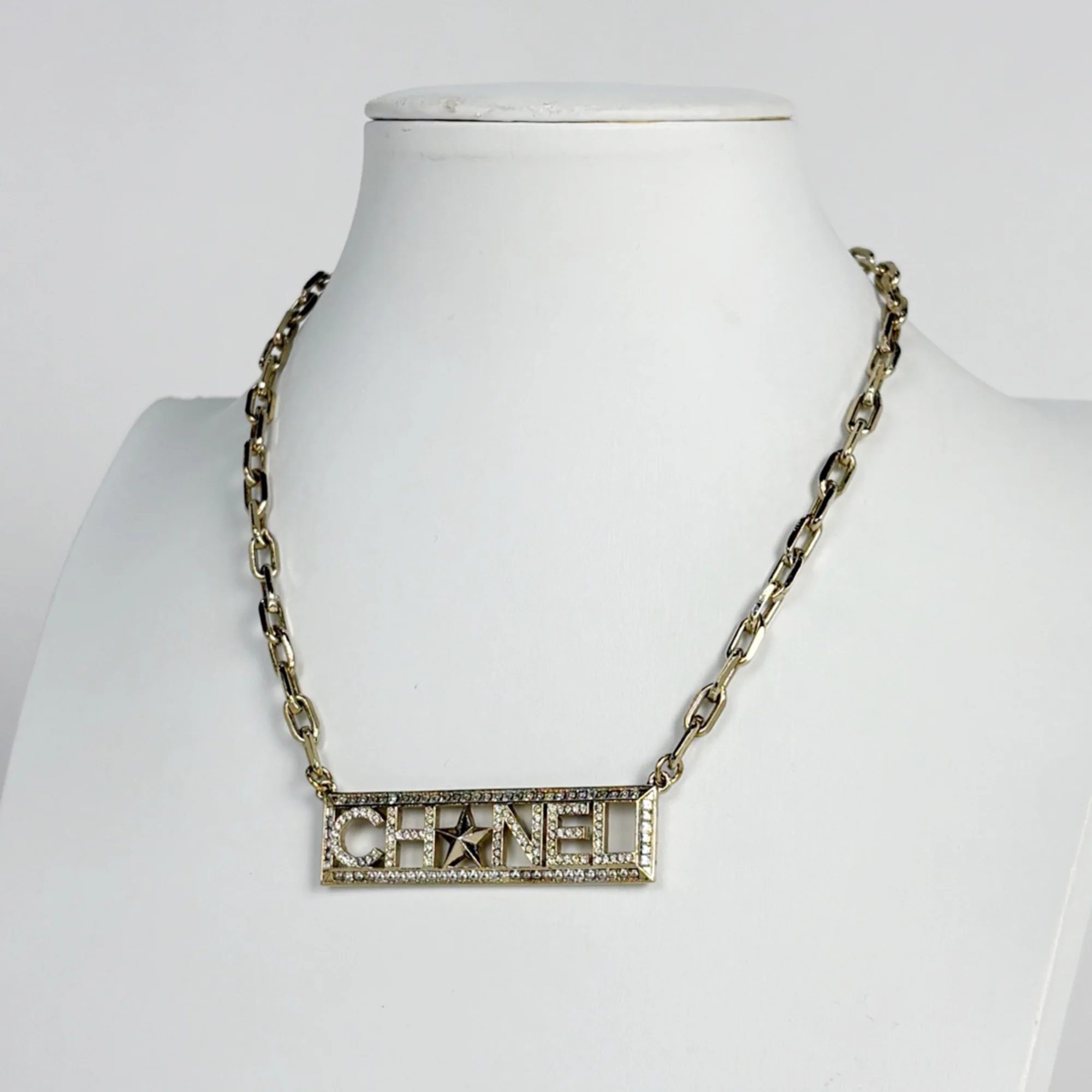 Pendant Necklace Rhinestone Gold - Image 5