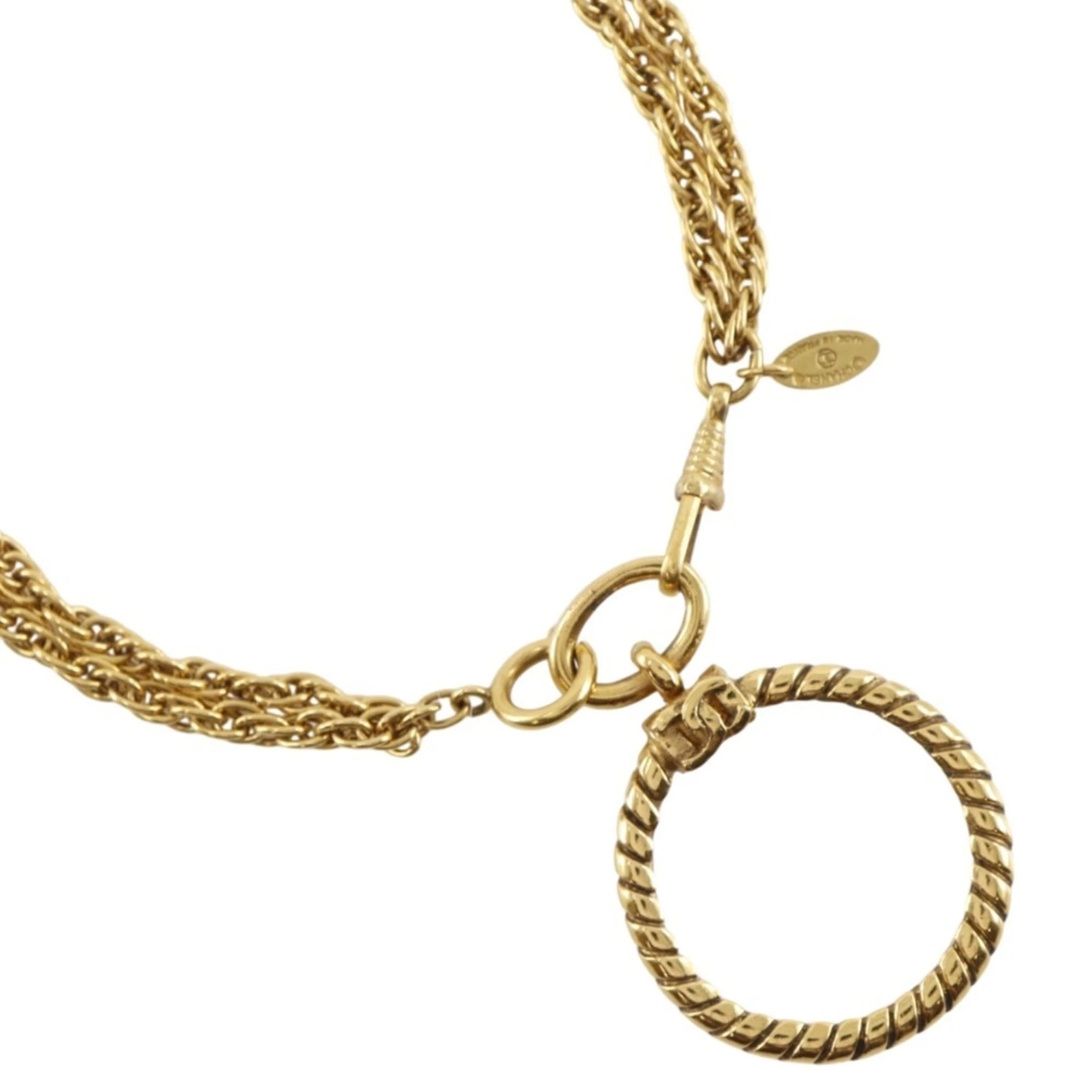 Vintage Loupe Pendant Necklace Double Strand Metal