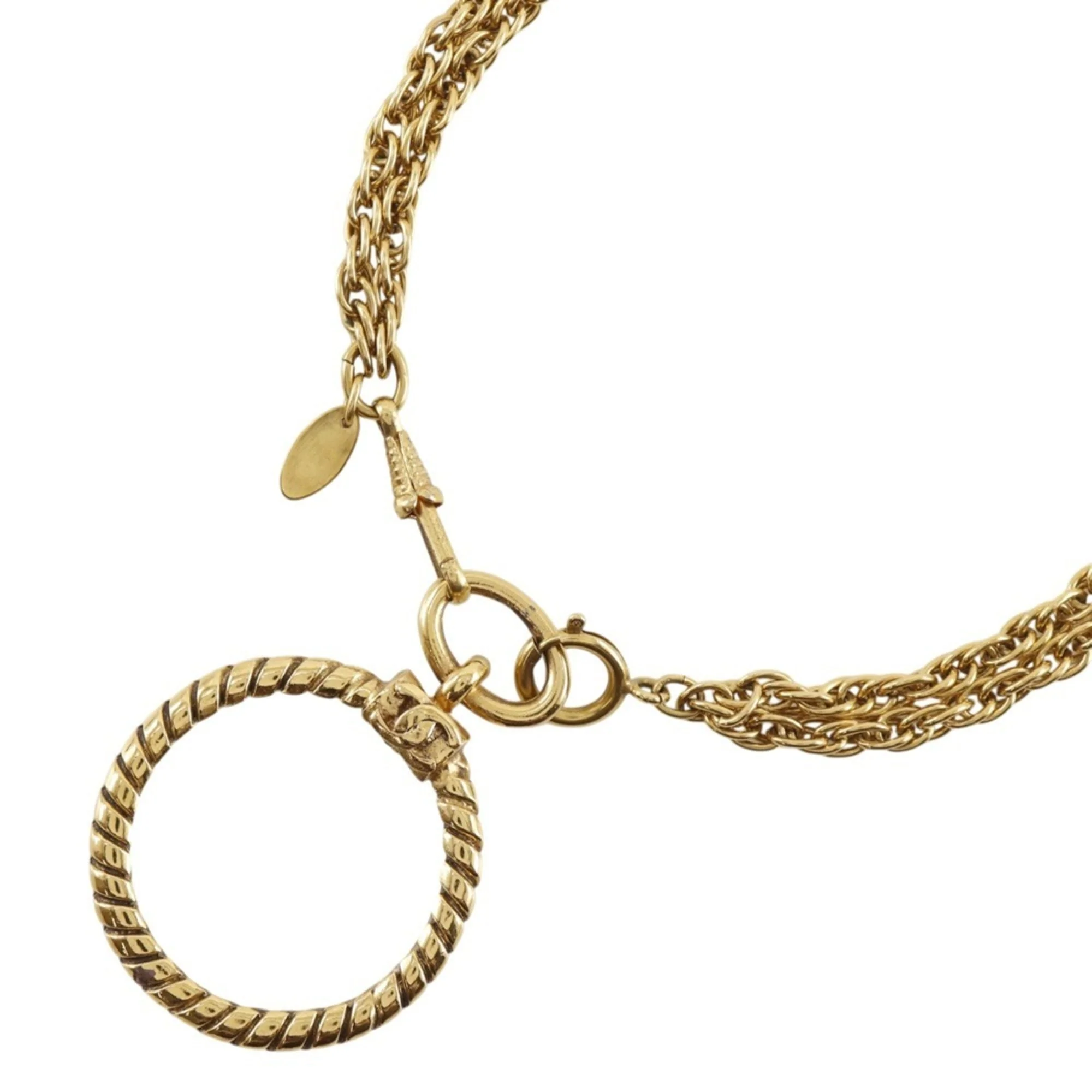 Vintage Loupe Pendant Necklace Double Strand Metal - Image 3