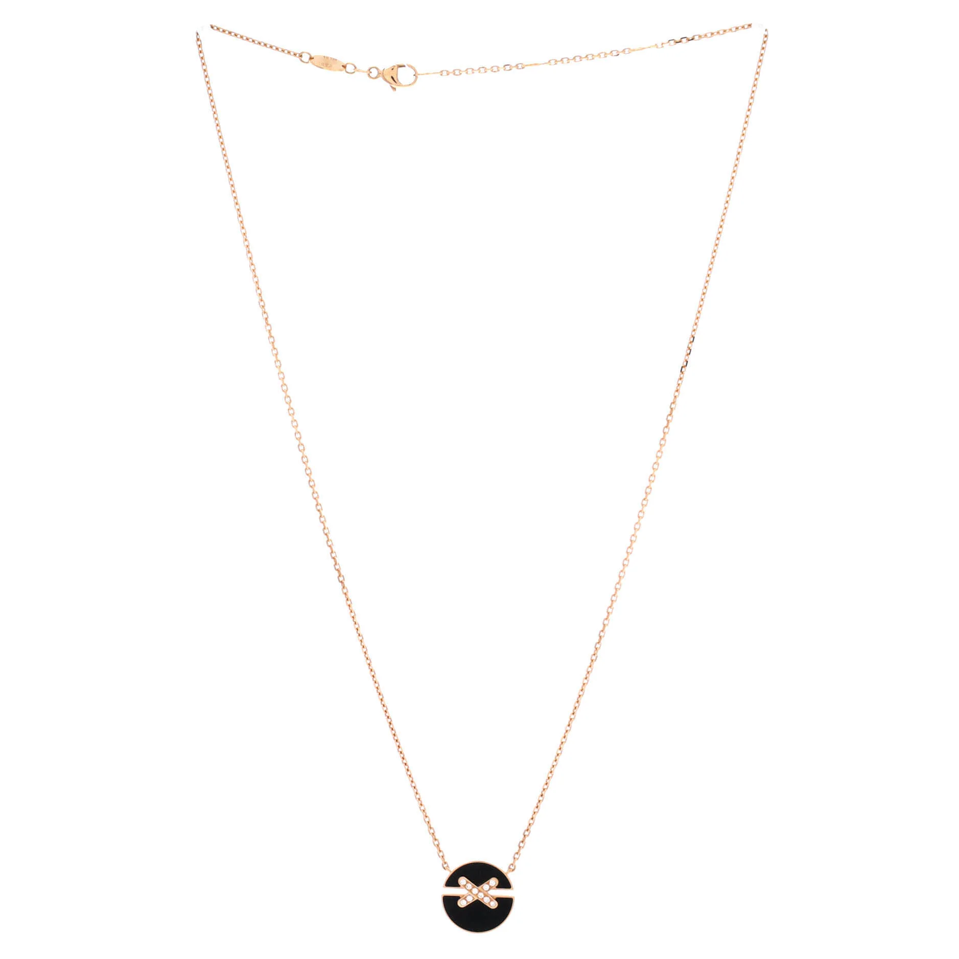 Jeux de Liens Harmony Pendant Necklace 18K Rose Gold with Onyx and Diamonds Small - Image 3