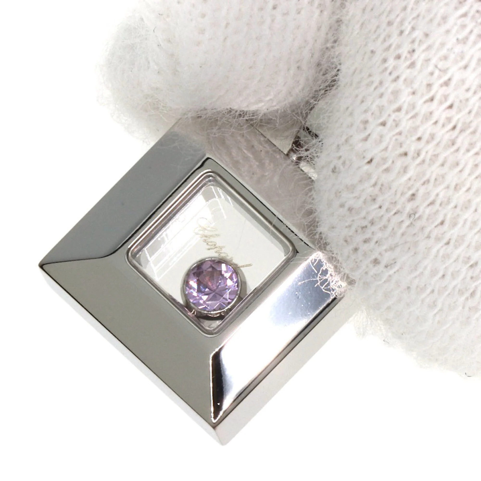 Pendant Necklace 18K White Gold with Diamond and Sapphire - Image 4