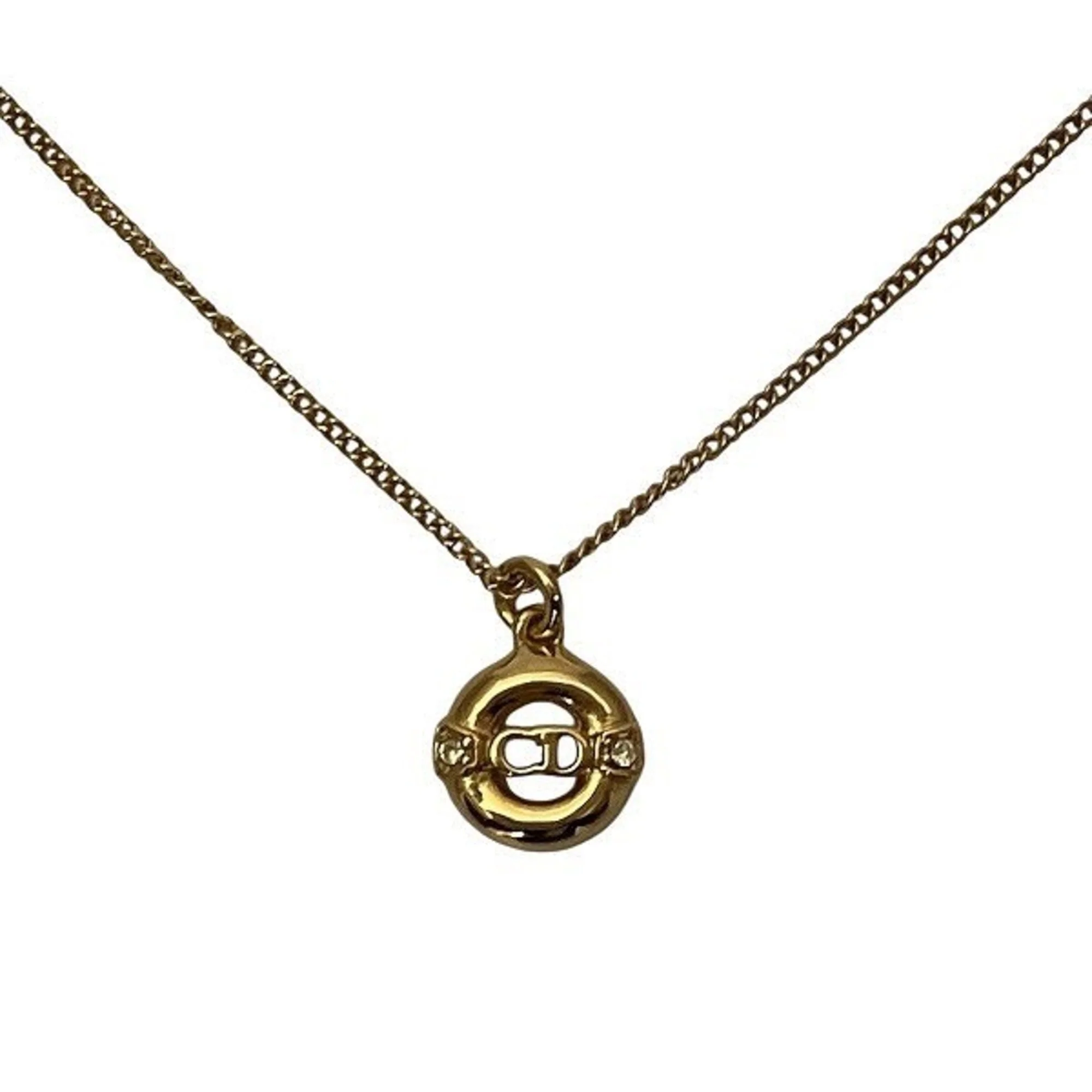 CD Circle Pendant Necklace Gold