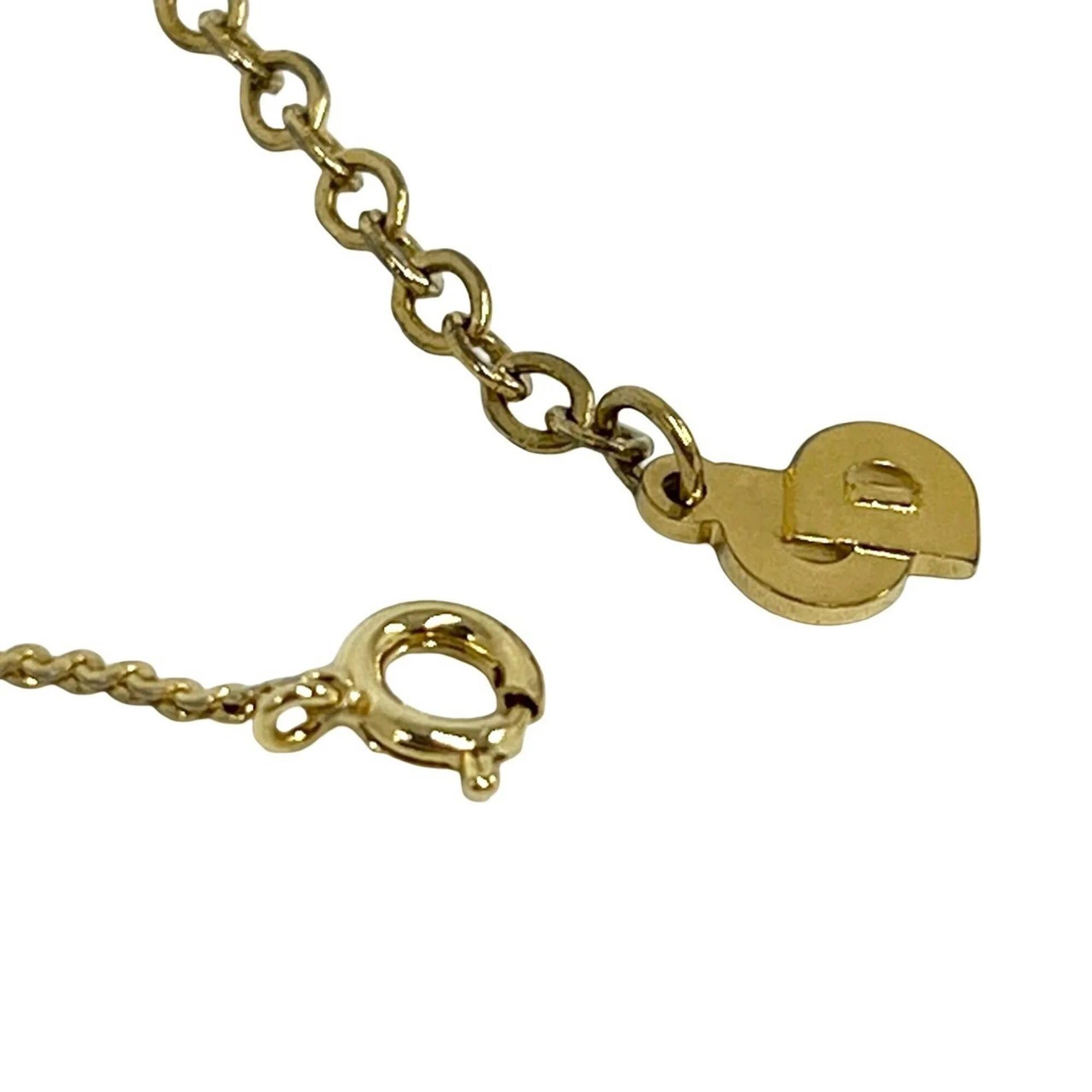 CD Motif Pendant Necklace Gold and Rhinestone - Image 4