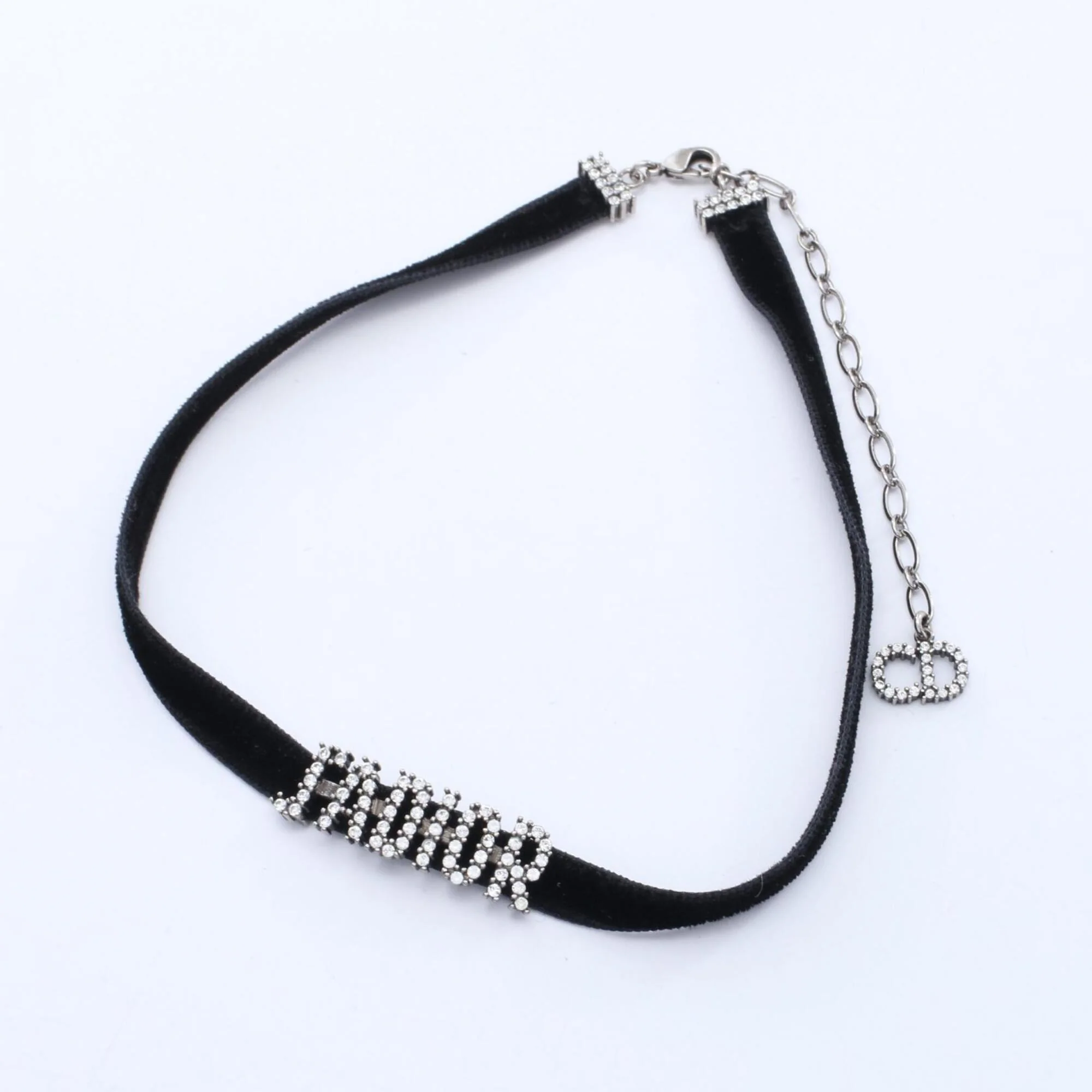 Choker Necklace Leather and Stainless Steel with Rhinestone - Image 3