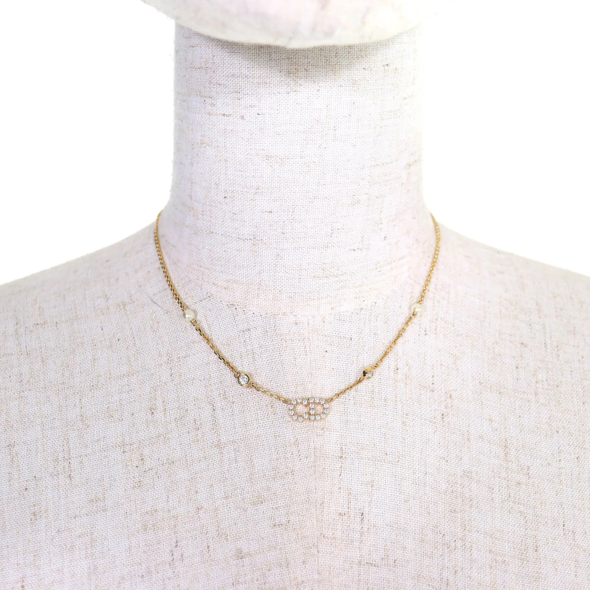 Clair D Lune Pendant Necklace Gold with Rhinestone - Image 4