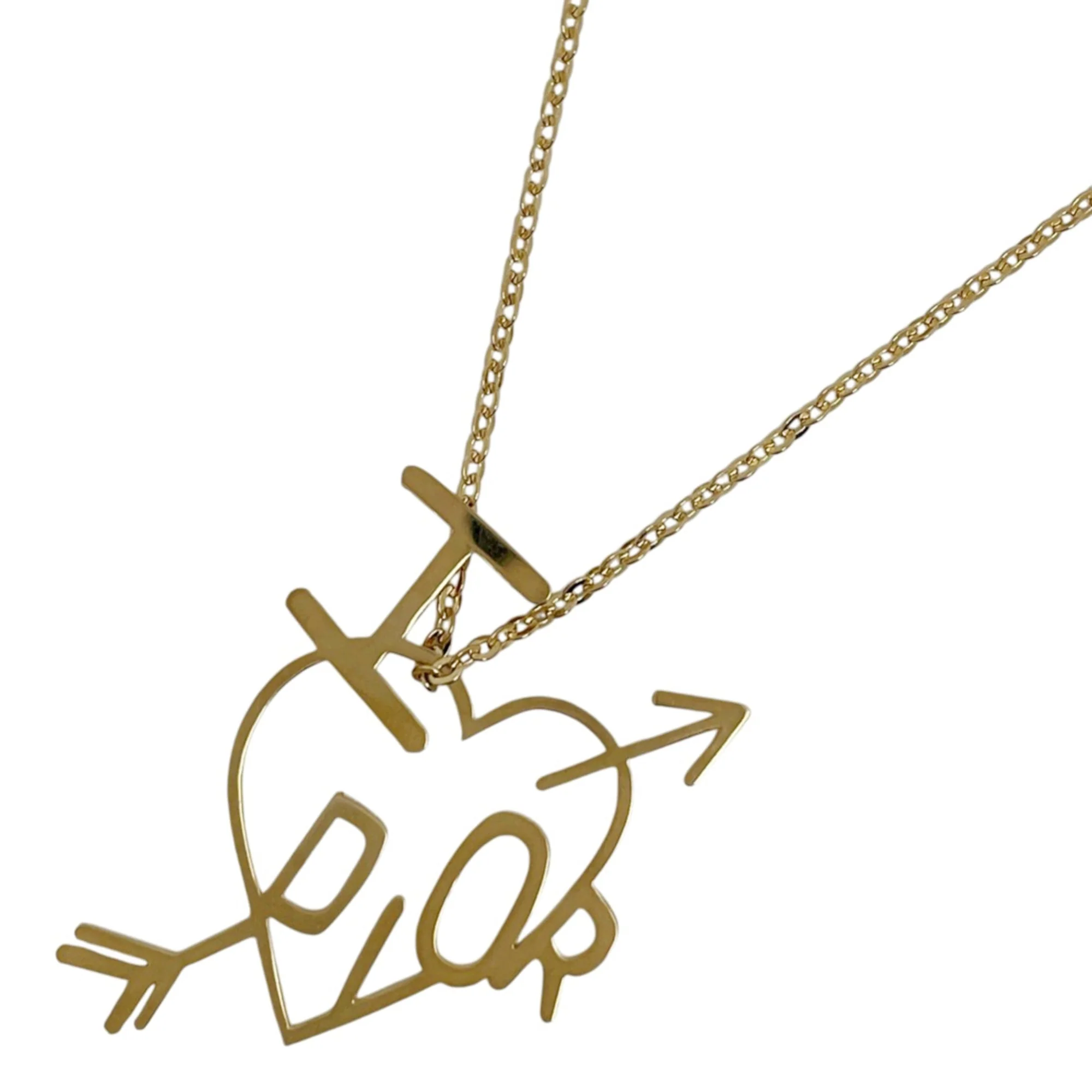 Heart Motif Pendant Necklace Gold
