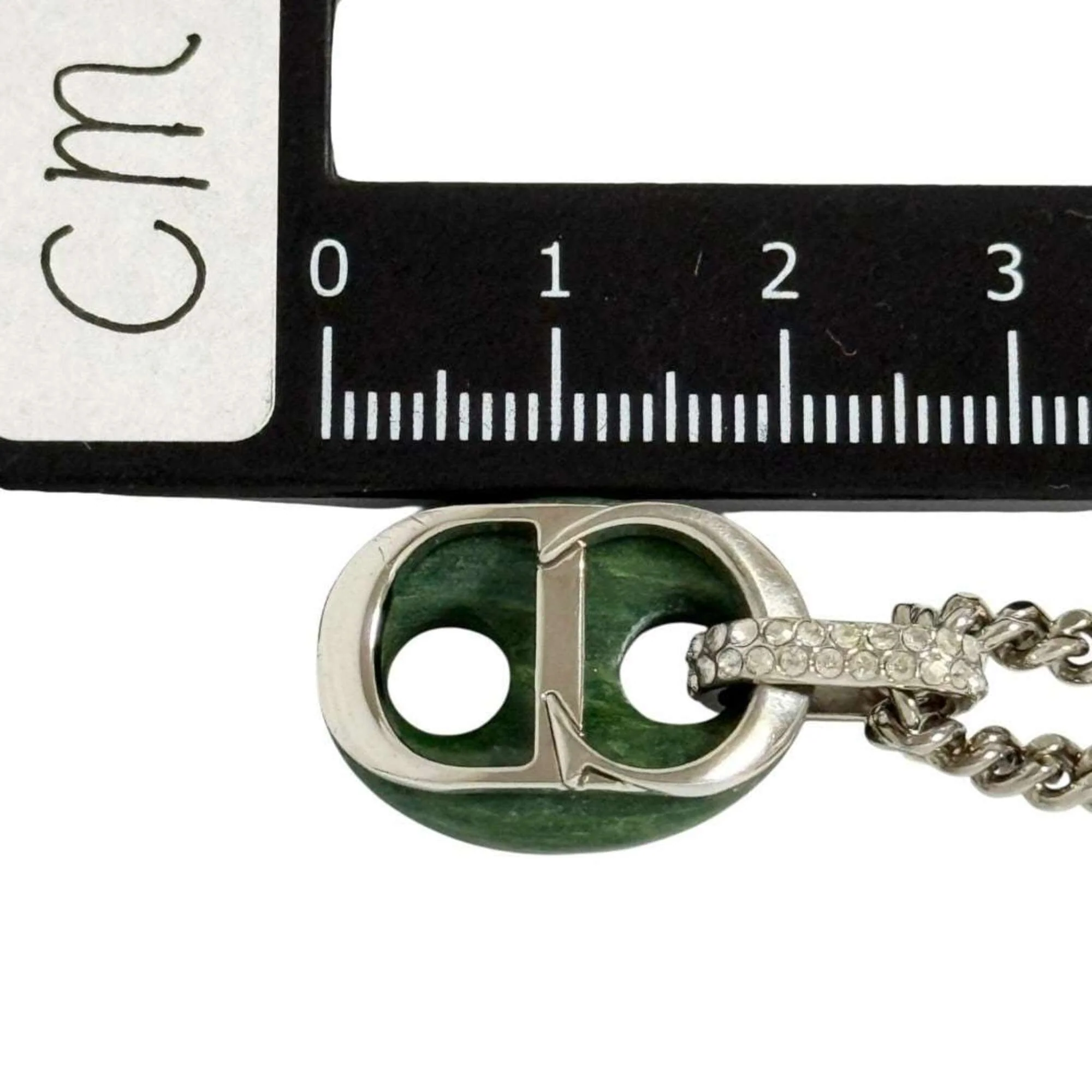 Icon Pendant Necklace Metal and Rhinestone with Jade Stone - Image 8