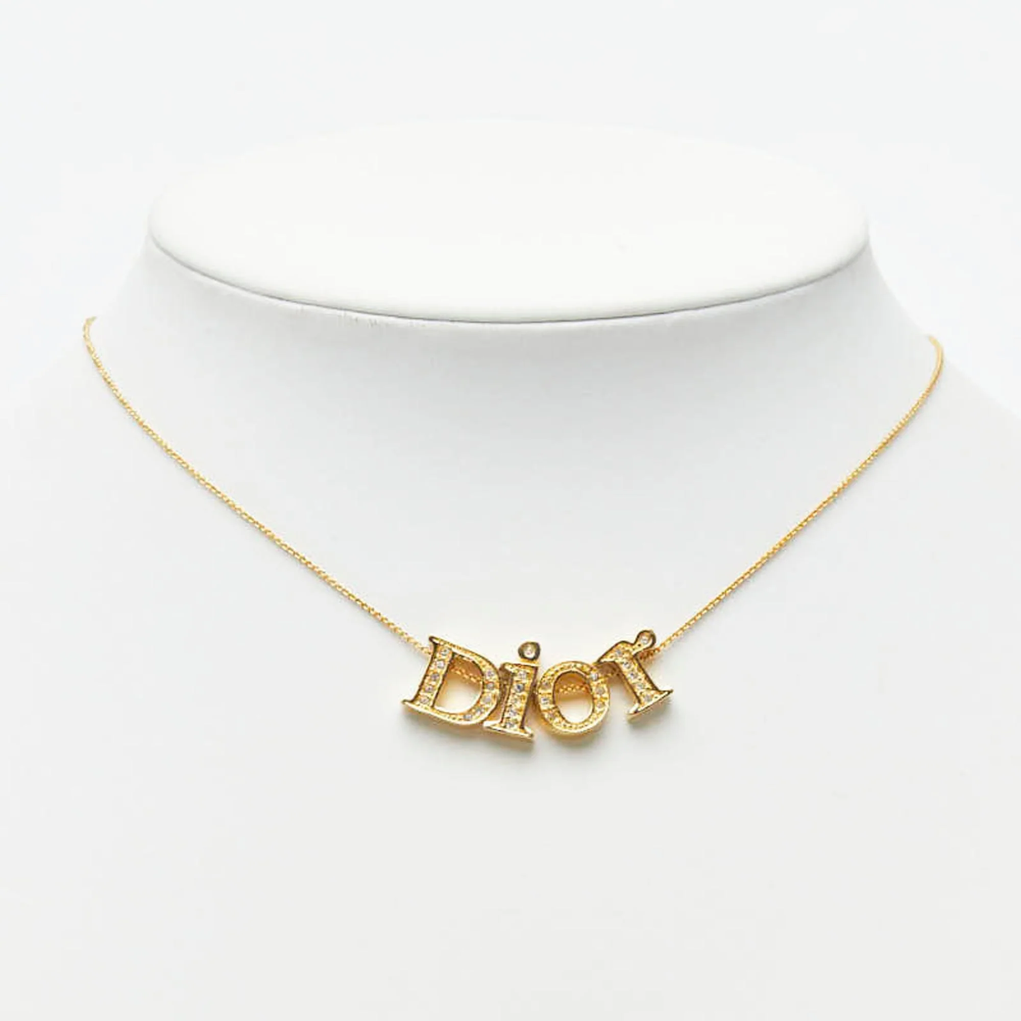 Pendant Necklace Gold and Rhinestone - Image 7