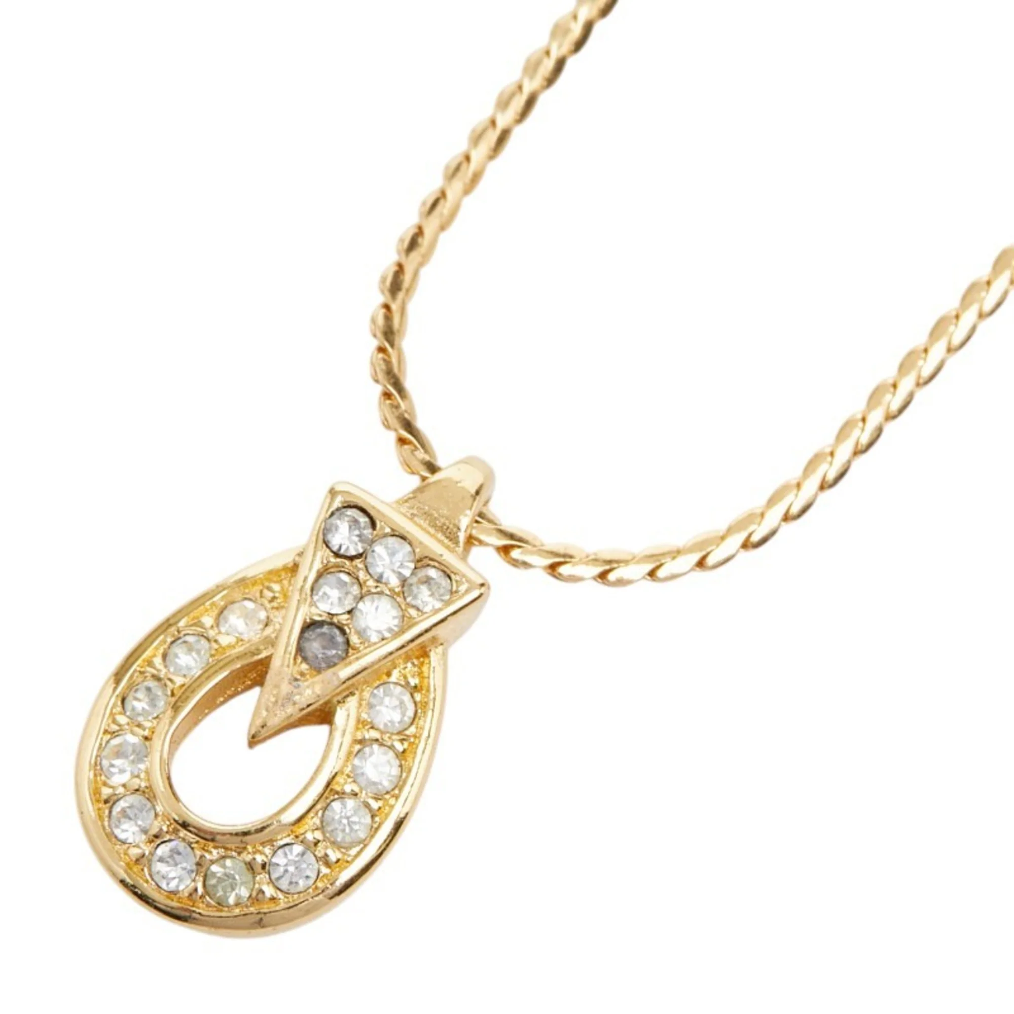 Pendant Necklace Gold and Rhinestone